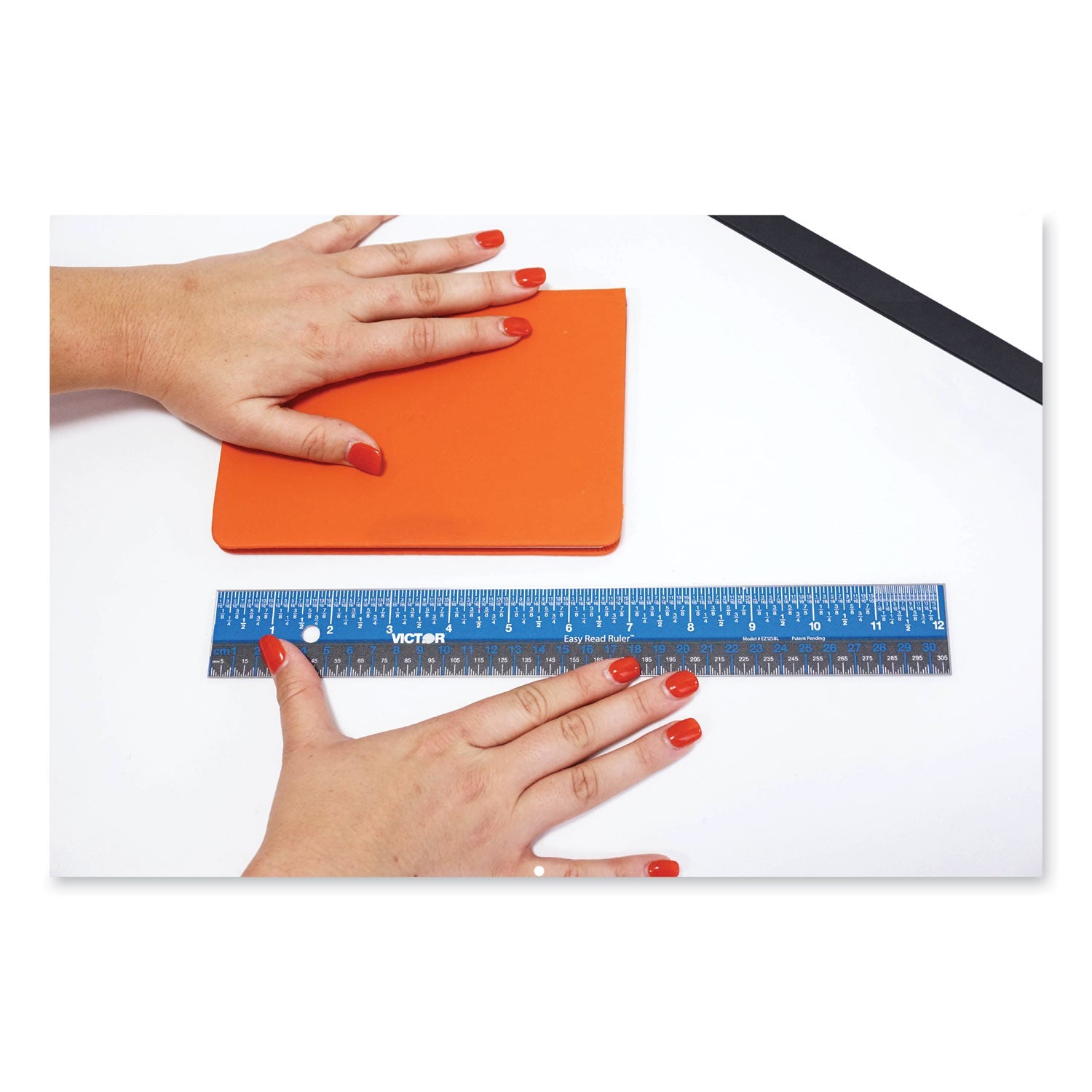 Victor Easy Read Stainless Steel Ruler, Standard/Metric, 12".5 Long, Blue