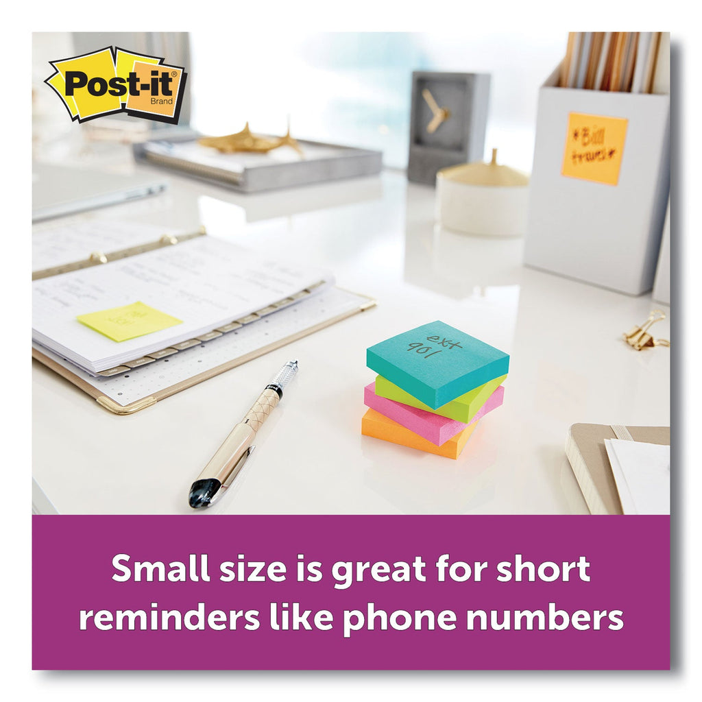Post-it Pads in Supernova Neon Collection Colors, 3" x 3", 90 Sheets/Pad, 5 Pads/Pack