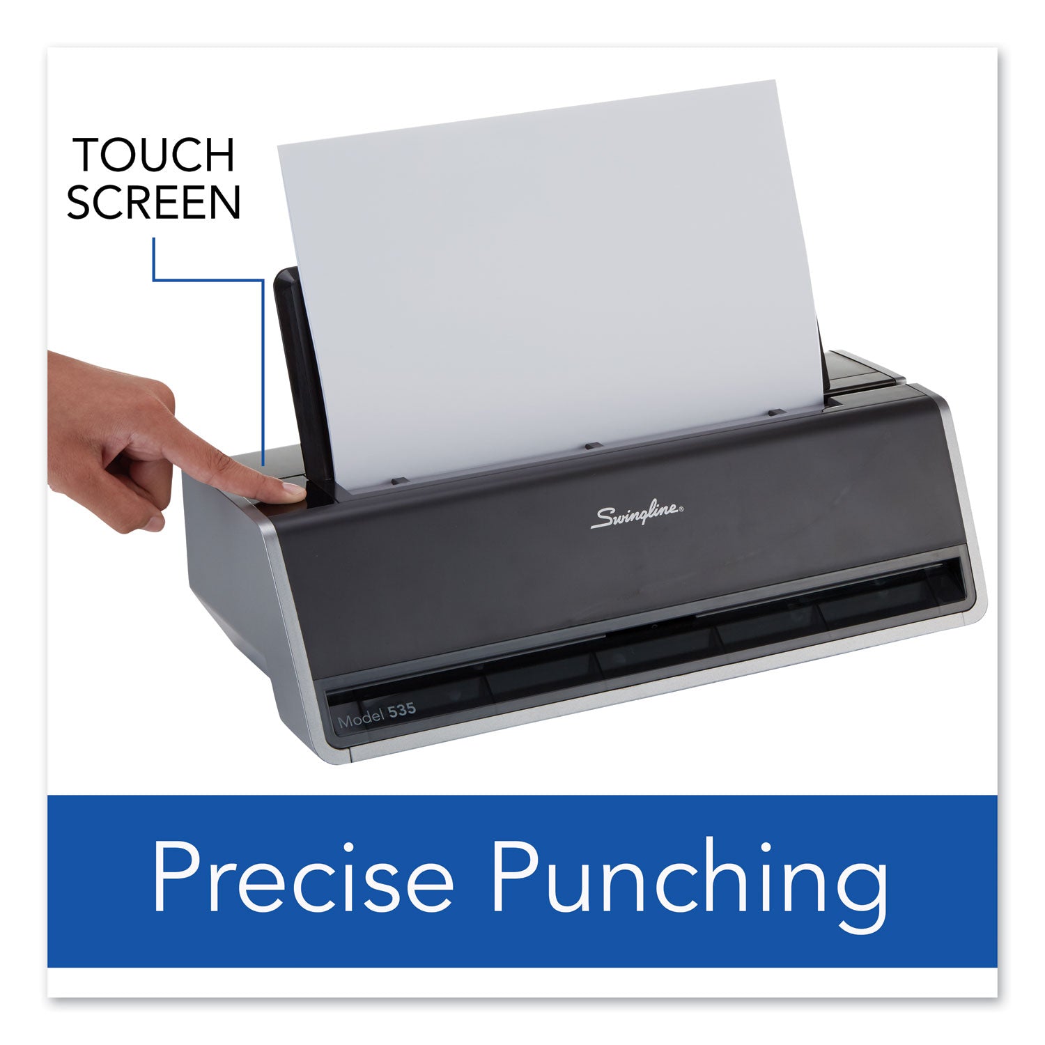 Swingline 28-Sheet Commercial Electric Three-Hole Punch, 9/32" Holes, Black/Silver