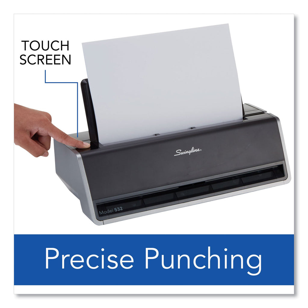 Swingline 28-Sheet Commercial Electric Two-Hole Punch, Fixed 9/32" Holes, Black/Silver