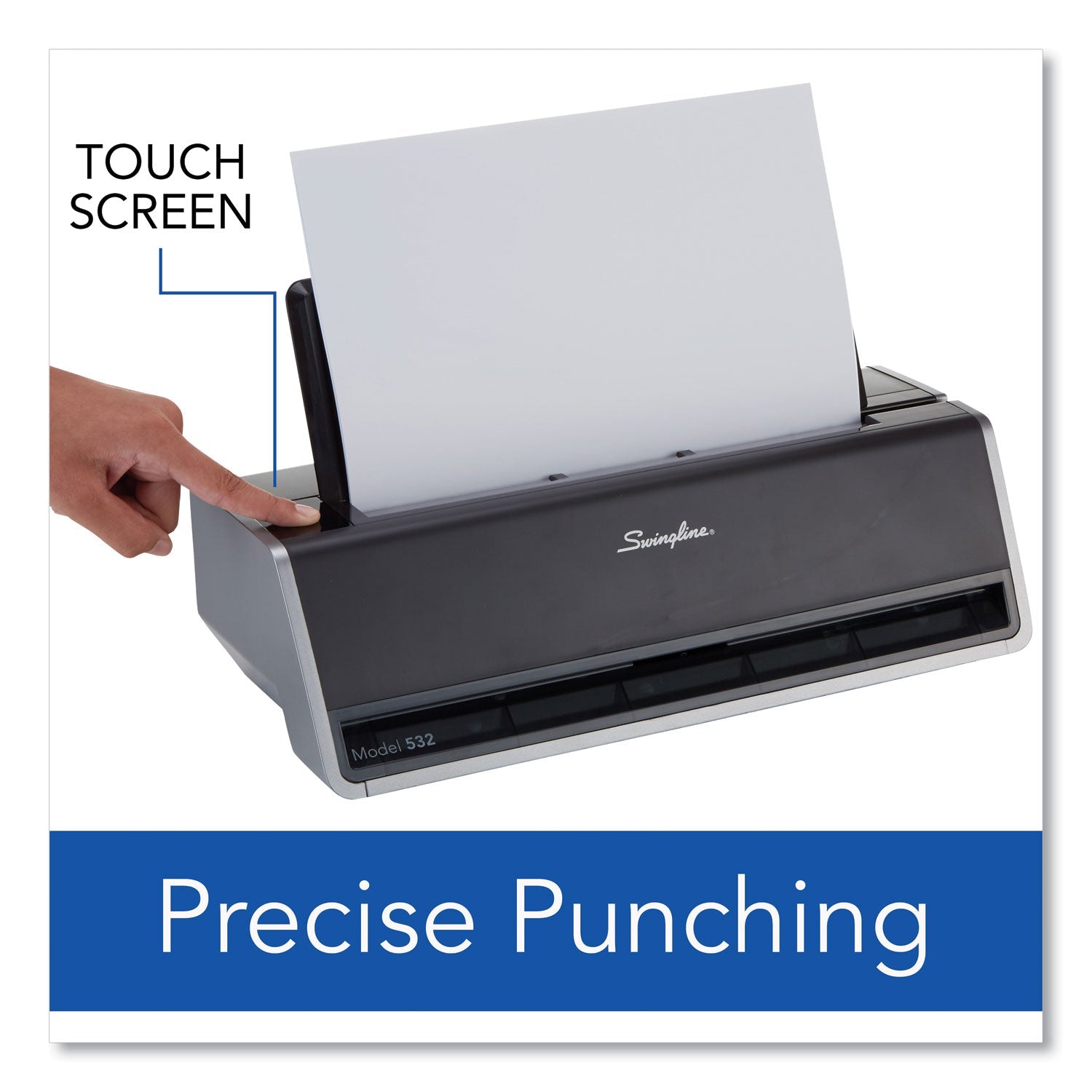 Swingline 28-Sheet Commercial Electric Two-Hole Punch, Fixed 9/32" Holes, Black/Silver