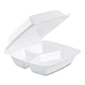 Dart Foam Hinged Lid Containers, 3-Compartment, 8.38 x 7.78 x 3.25, 200/Carton