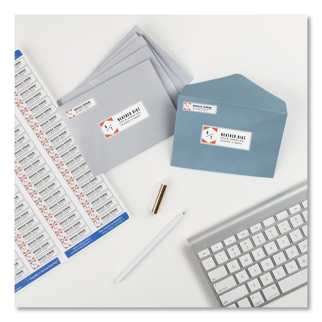Avery Easy Peel White Address Labels w/ Sure Feed Technology, Laser Printers, 0.5 x 1.75, White, 80/Sheet, 25 Sheets/Pack