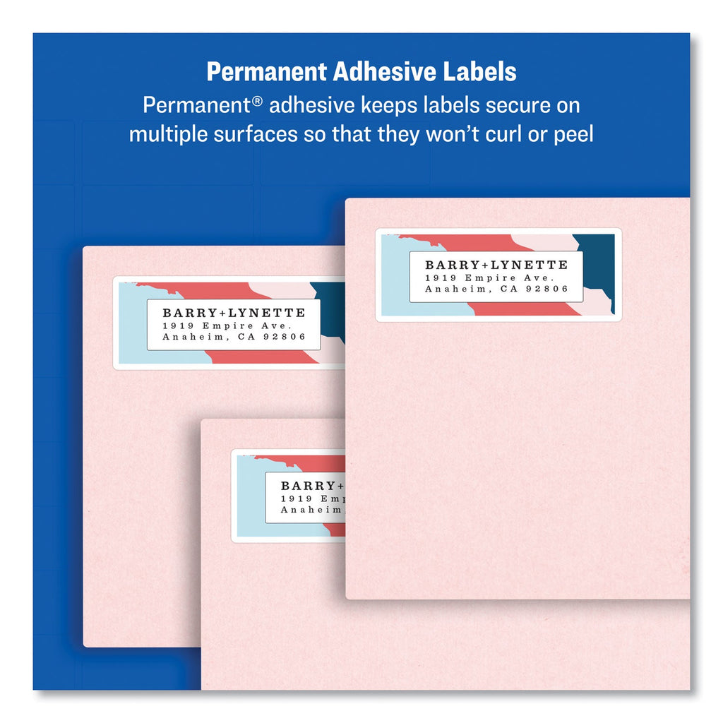 Avery Easy Peel White Address Labels w/ Sure Feed Technology, Laser Printers, 1 x 2.63, White, 30/Sheet, 25 Sheets/Pack