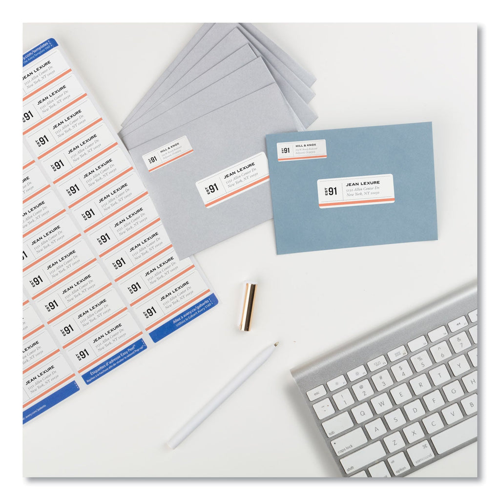 Avery Easy Peel White Address Labels w/ Sure Feed Technology, Laser Printers, 1 x 2.63, White, 30/Sheet, 500 Sheets/Box