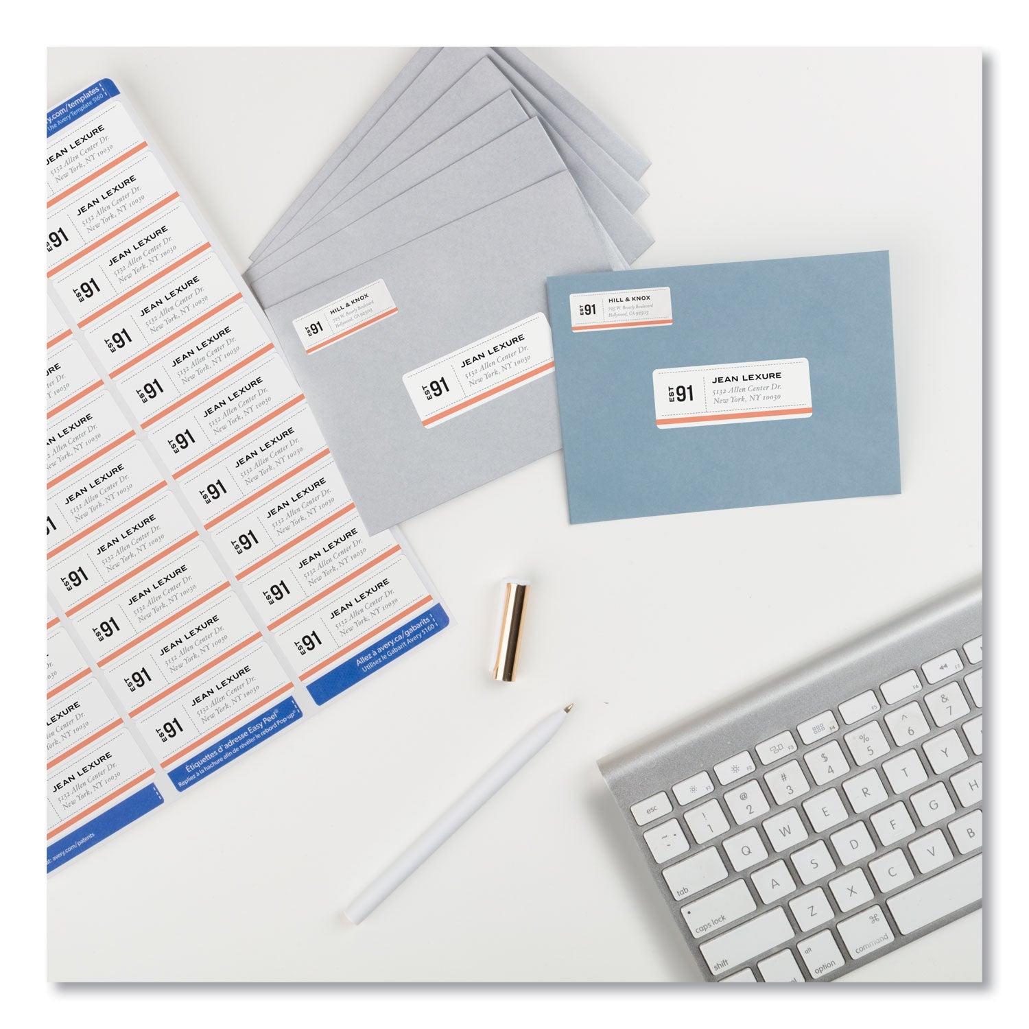 Avery Easy Peel White Address Labels w/ Sure Feed Technology, Laser Printers, 1 x 2.63, White, 30/Sheet, 500 Sheets/Box