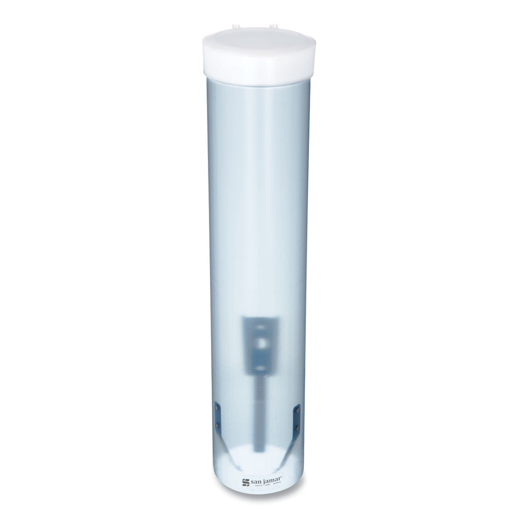 San Jamar Adjustable Frosted Water Cup Dispenser, For 4 oz to 10 oz Cups, Blue