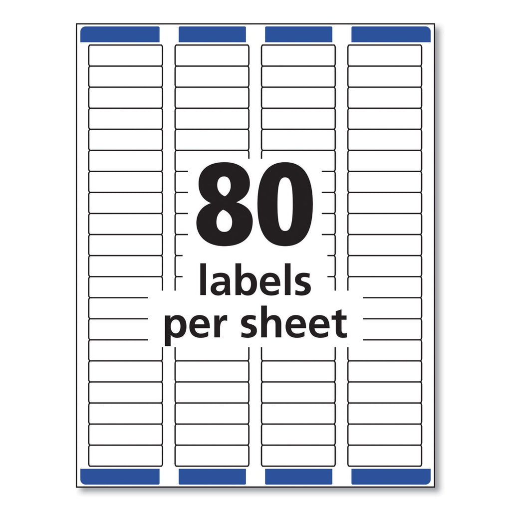 Avery Easy Peel White Address Labels w/ Sure Feed Technology, Laser Printers, 0.5 x 1.75, White, 80/Sheet, 25 Sheets/Pack