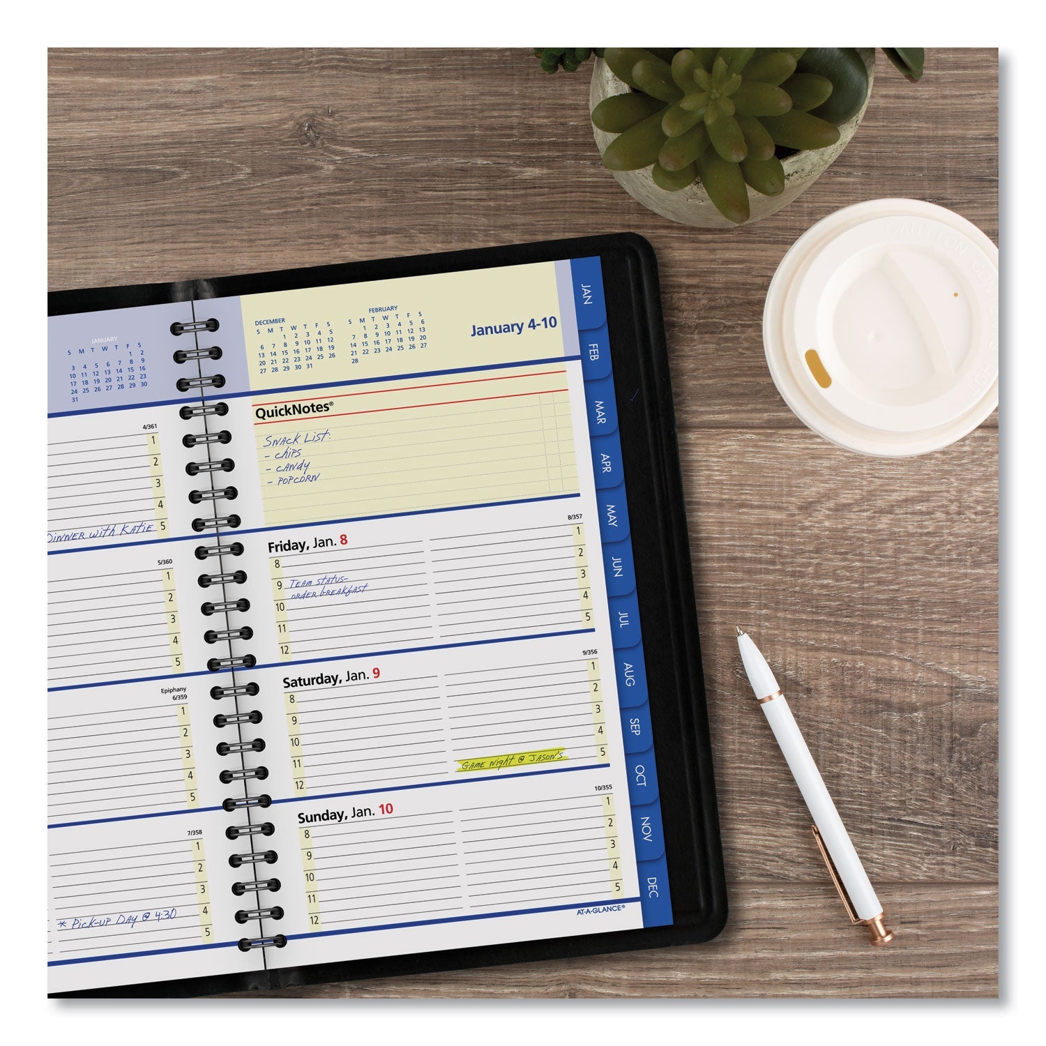 AT-A-GLANCE QuickNotes Weekly Block Format Appointment Book, 8.5 x 5.5, Black Cover, 12-Month (Jan to Dec): 2023