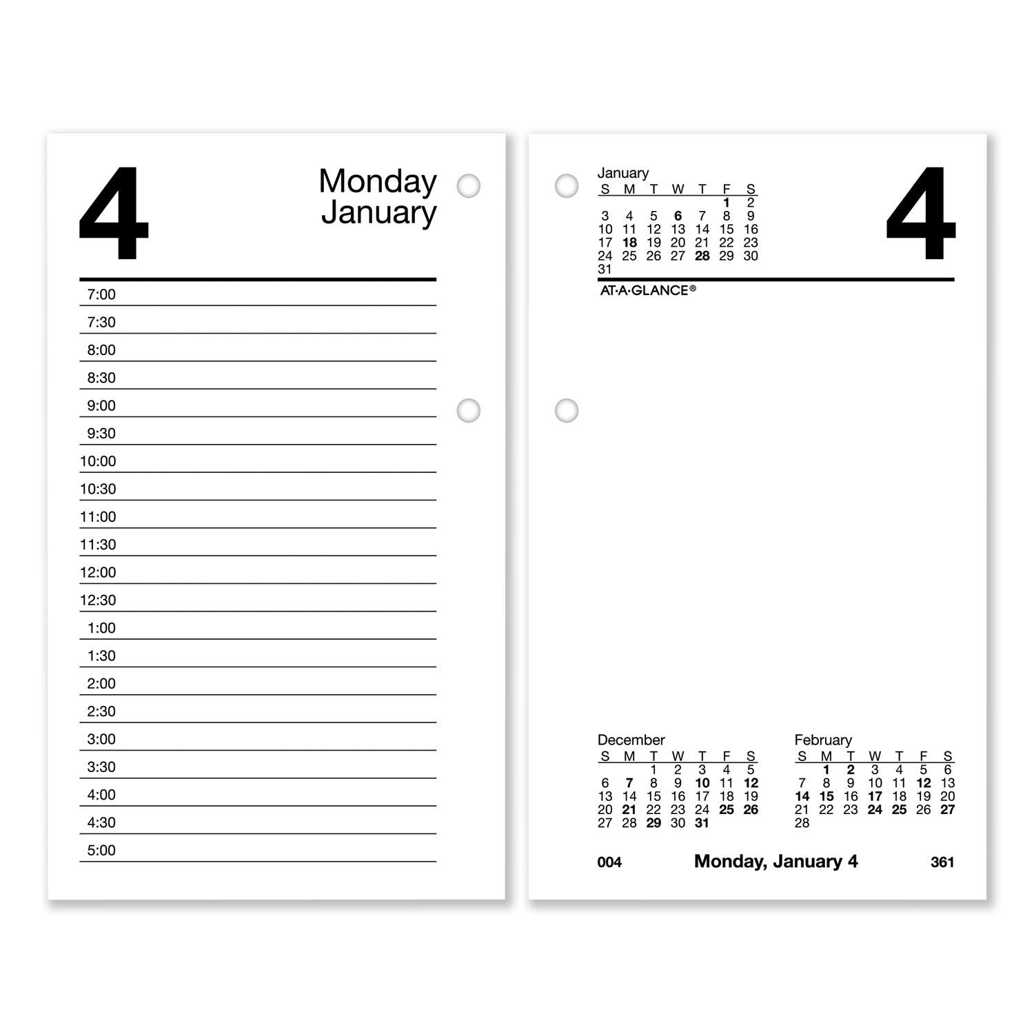 AT-A-GLANCE Desk Calendar Recycled Refill, 3.5 x 6, White Sheets, 2023