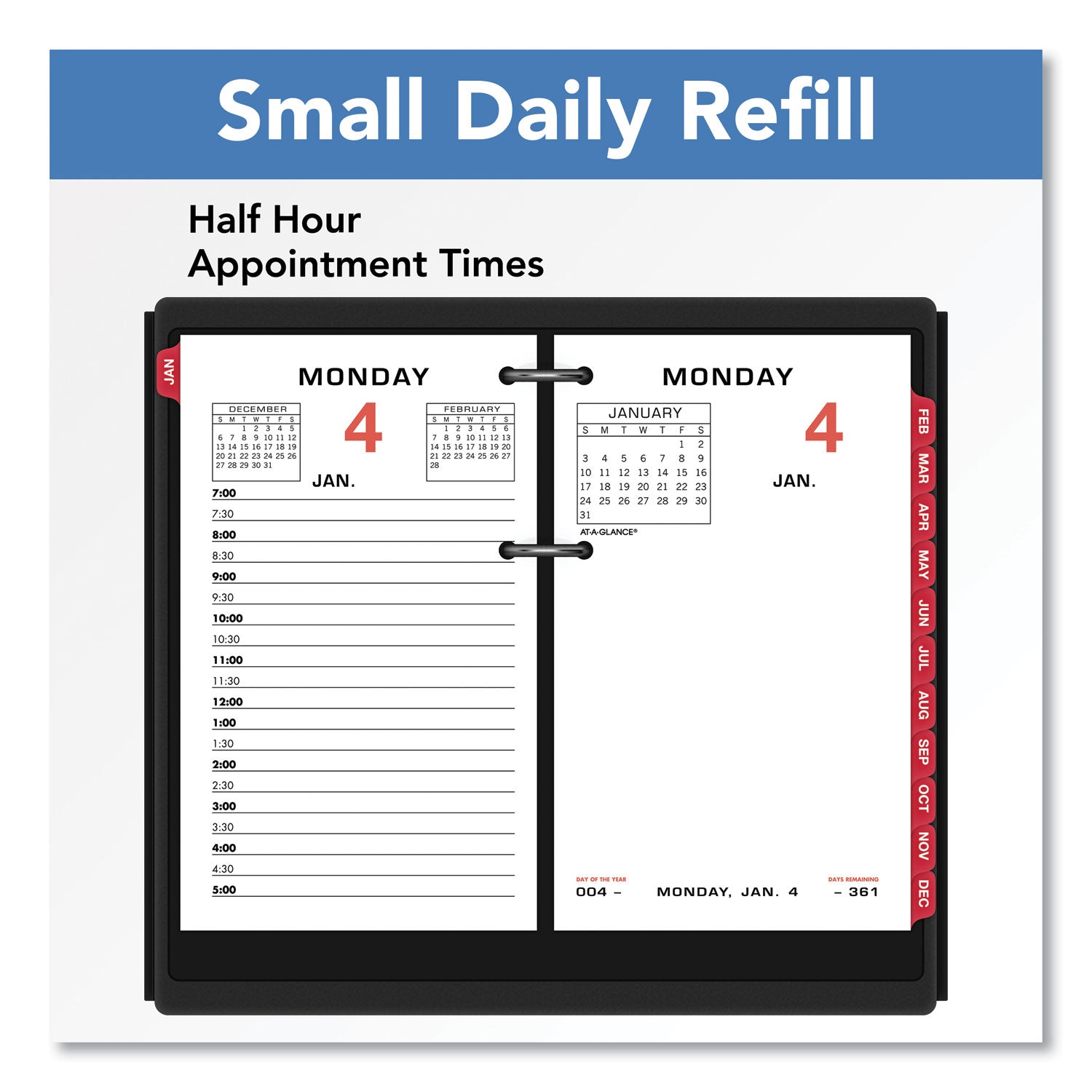 AT-A-GLANCE Two-Color Desk Calendar Refill, 3.5 x 6, White Sheets, 2023
