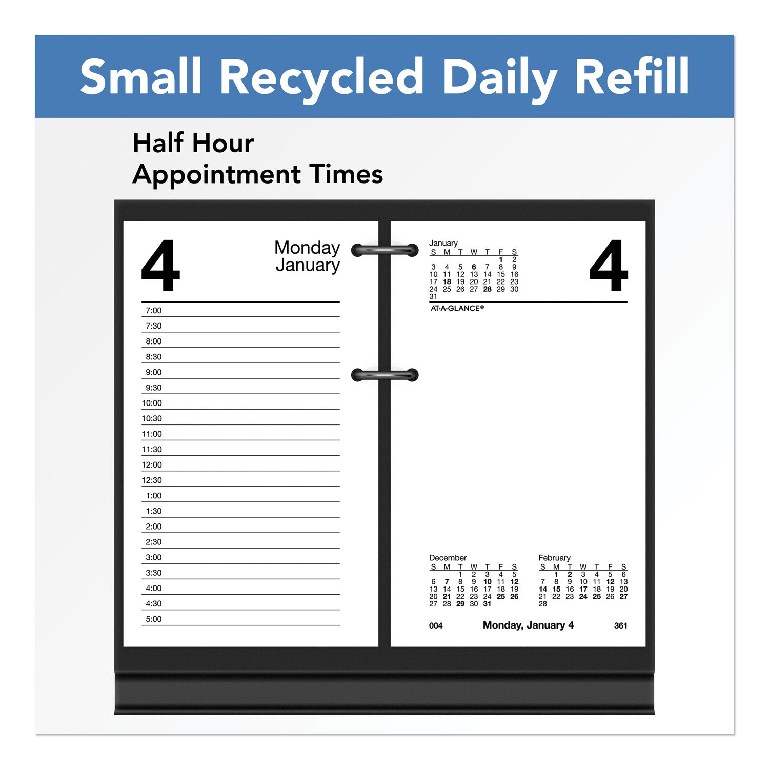 AT-A-GLANCE Desk Calendar Recycled Refill, 3.5 x 6, White Sheets, 2023