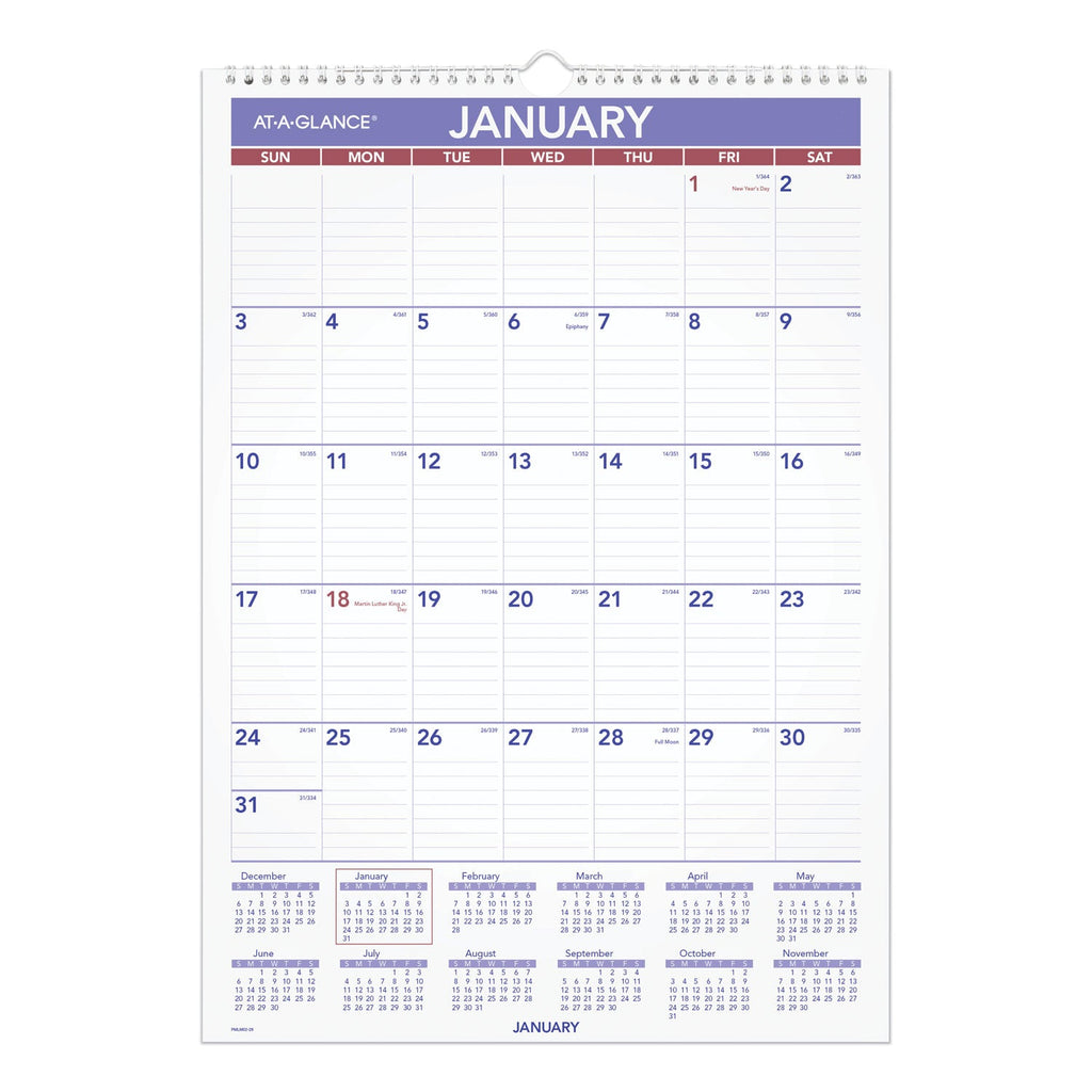 AT-A-GLANCE Erasable Wall Calendar, 12 x 17, White Sheets, 12-Month (Jan to Dec): 2023