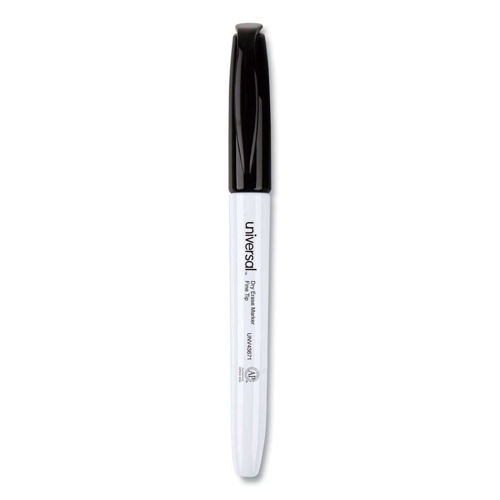 Universal Pen Style Dry Erase Marker, Fine Bullet Tip, Black, Dozen