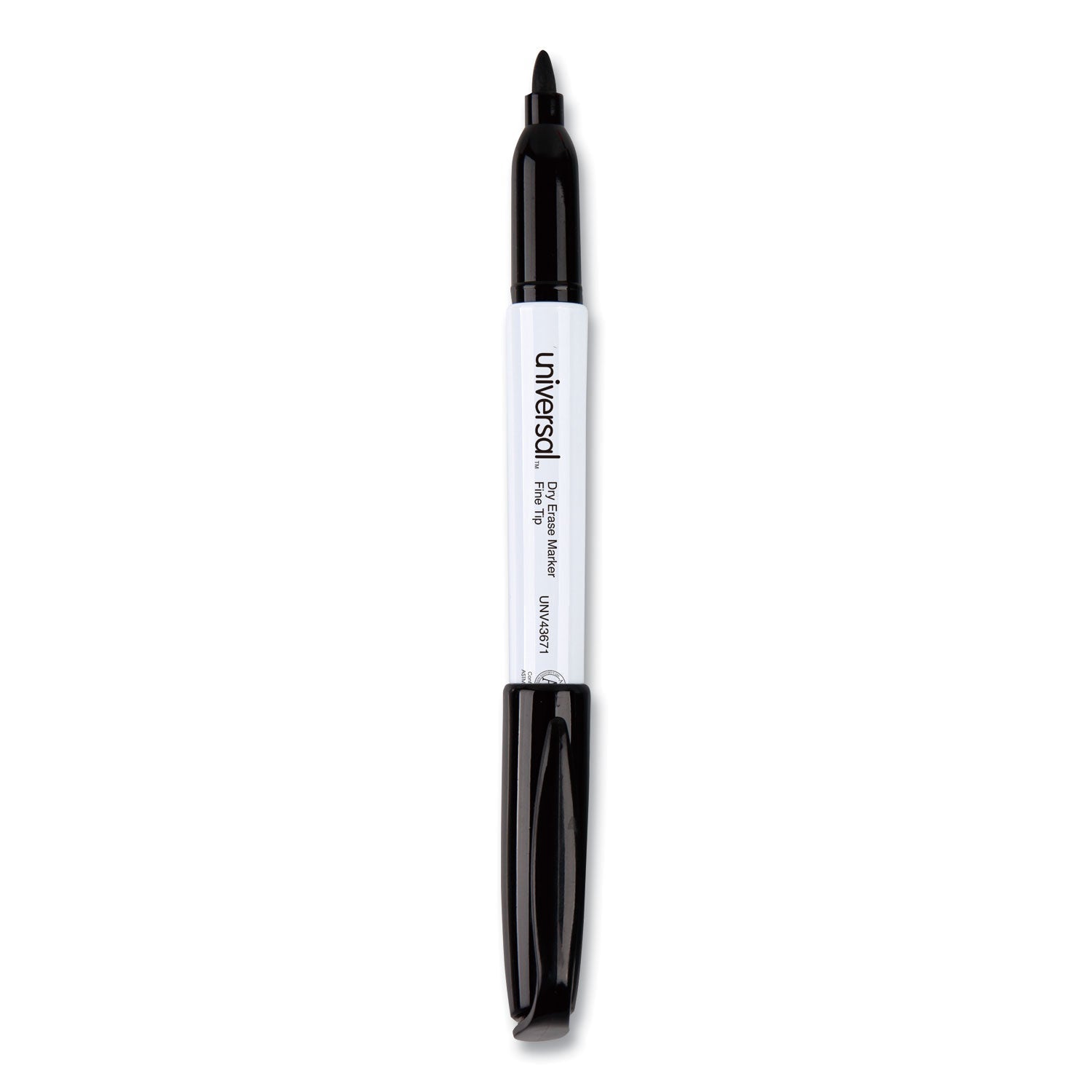 Universal Pen Style Dry Erase Marker, Fine Bullet Tip, Black, Dozen