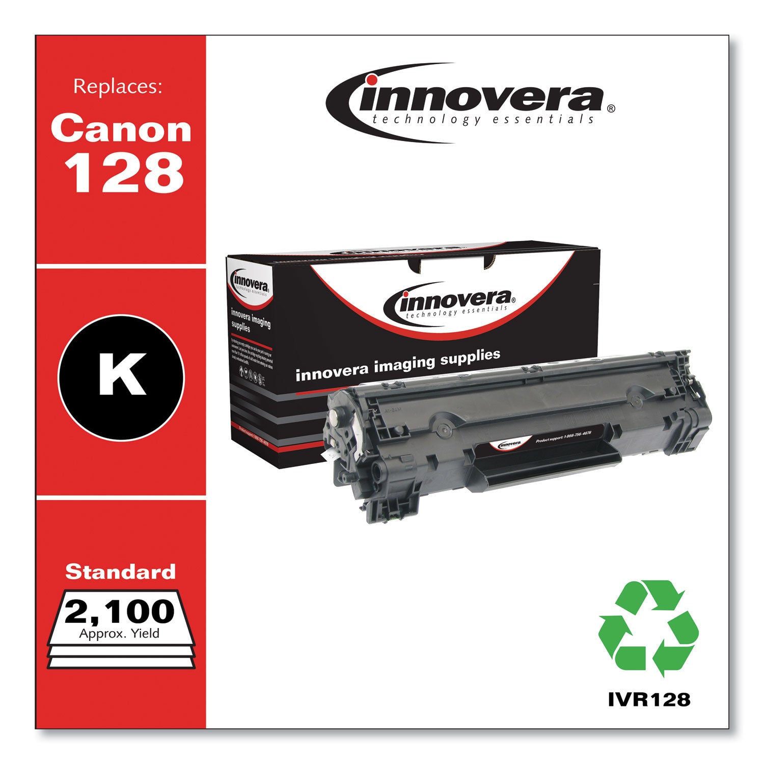 Innovera Remanufactured Black Toner, Replacement for 128 (3500B001AA), 2,100 Page-Yield