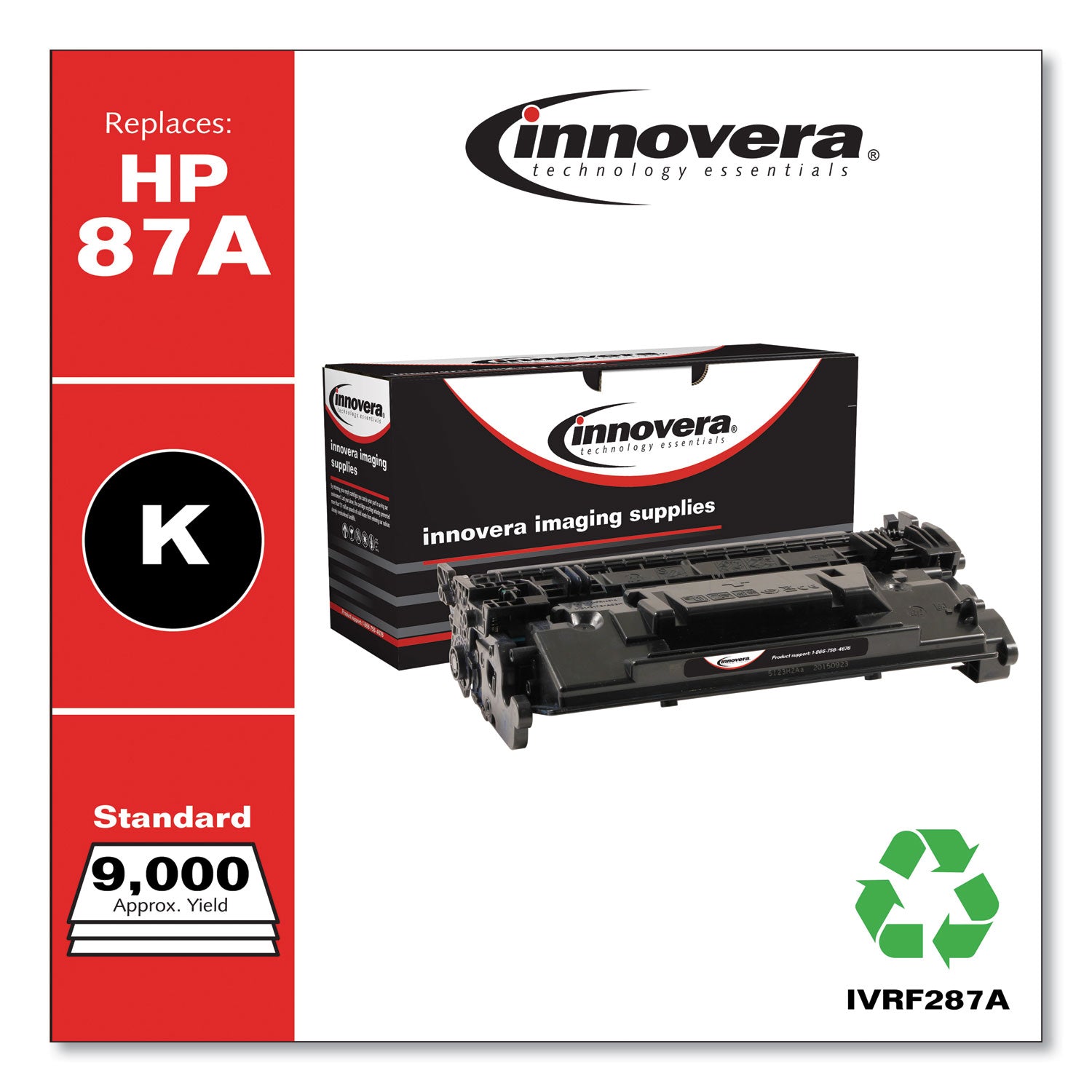Innovera Remanufactured Black Toner, Replacement for 87A (CF287A), 9,000 Page-Yield
