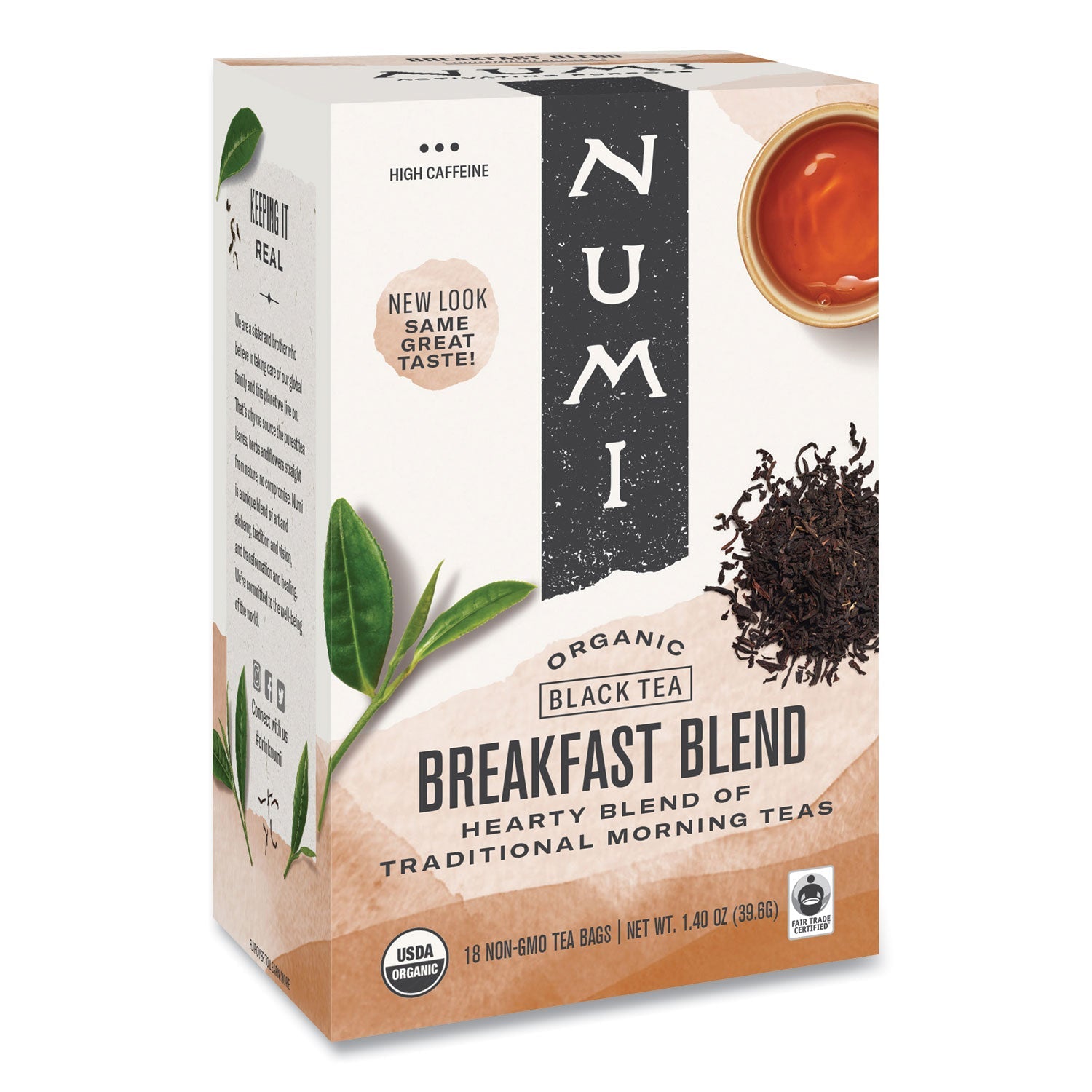 Numi Organic Teas and Teasans, 1.4 oz, Breakfast Blend, 18/Box