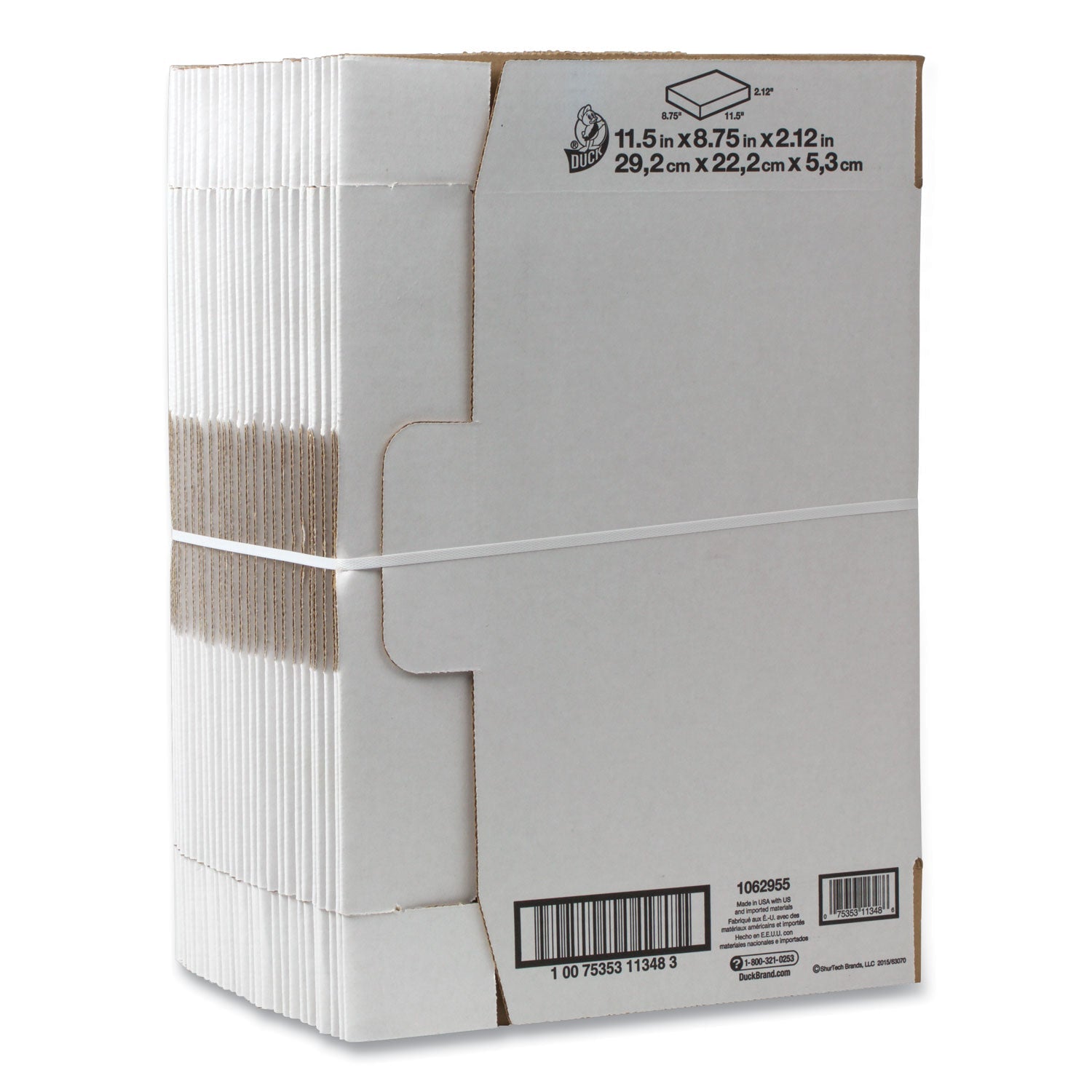 Duck Self-Locking Mailing Box, Regular Slotted Container (RSC), 8.75" x 11.5" x 2.13", White, 25/Pack
