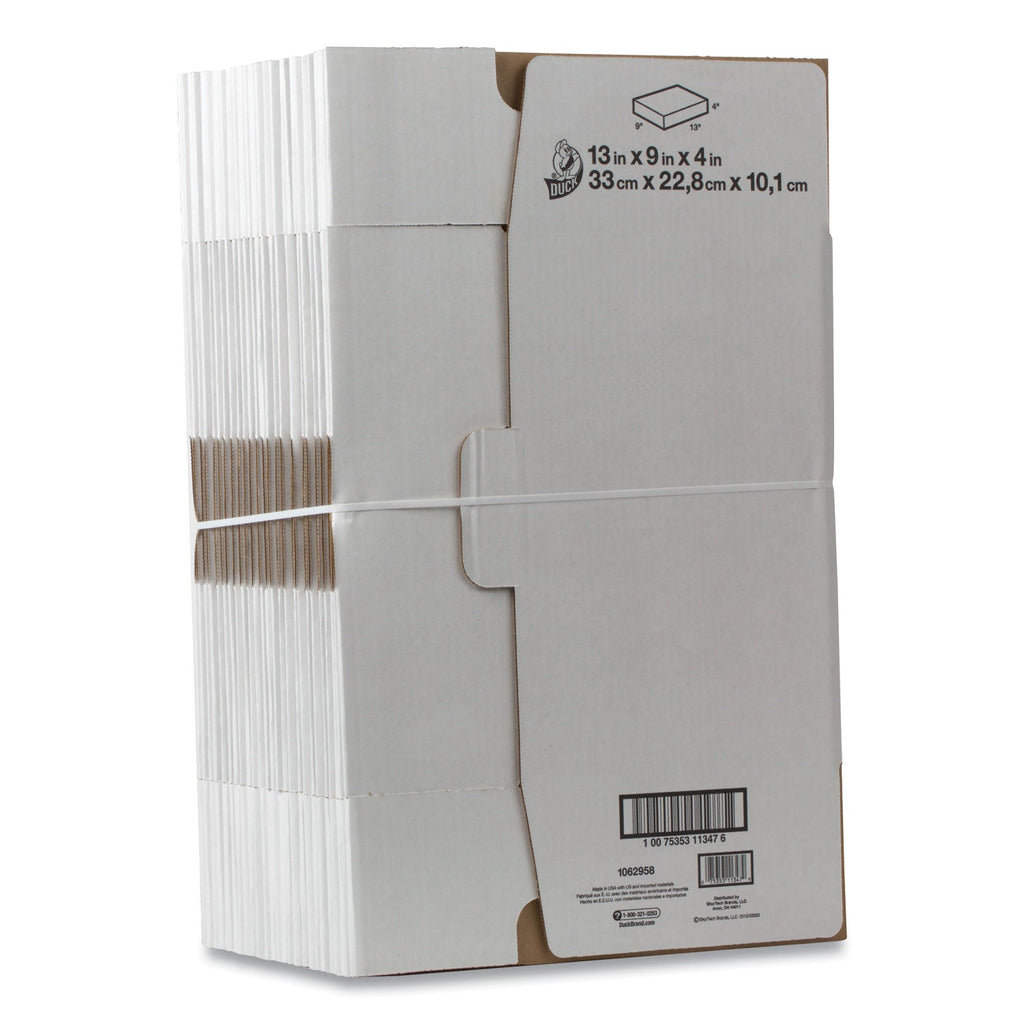 Duck Self-Locking Mailing Box, Regular Slotted Container (RSC), 9" x 13" x 4", White, 25/Pack