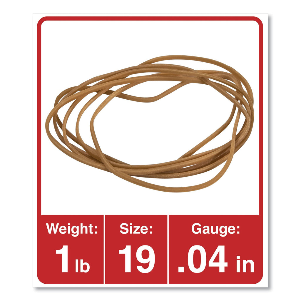 Universal Rubber Bands, Size 19, 0.04" Gauge, Beige, 1 lb Bag, 1,240/Pack
