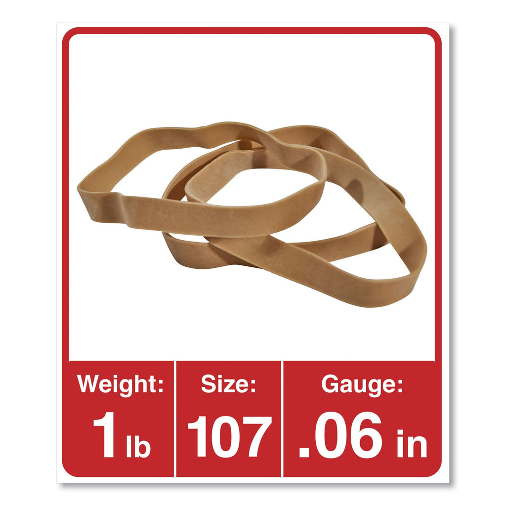Universal Rubber Bands, Size 107, 0.06" Gauge, Beige, 1 lb Box, 40/Pack