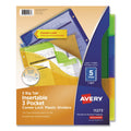 Avery Insertable Big Tab Plastic Three-Pocket Corner Lock Dividers, 5-Tab, 11.13 x 9.25, Assorted, 1 Set