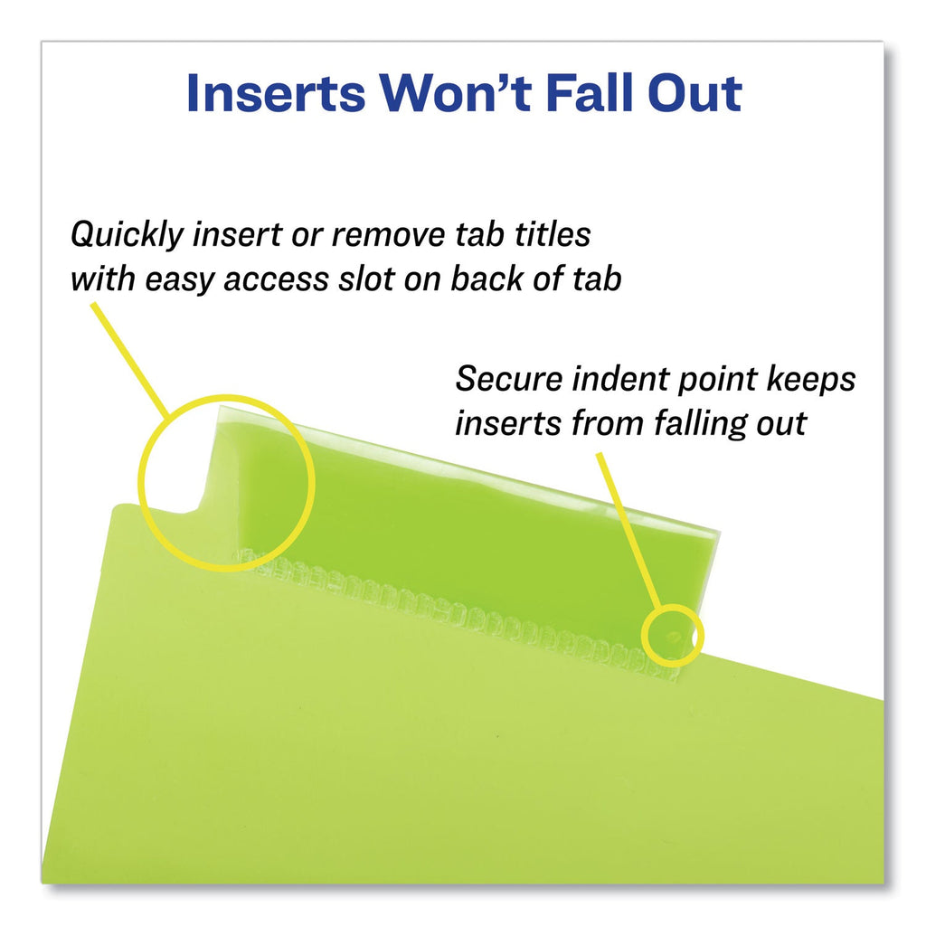 Avery Insertable Big Tab Plastic 2-Pocket Dividers, 8-Tab, 11.13 x 9.25, Assorted, 1 Set