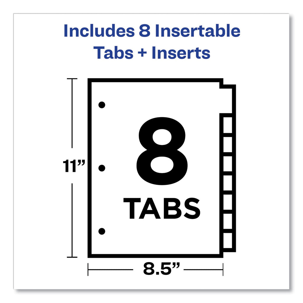 Avery Insertable Big Tab Plastic 2-Pocket Dividers, 8-Tab, 11.13 x 9.25, Assorted, 1 Set
