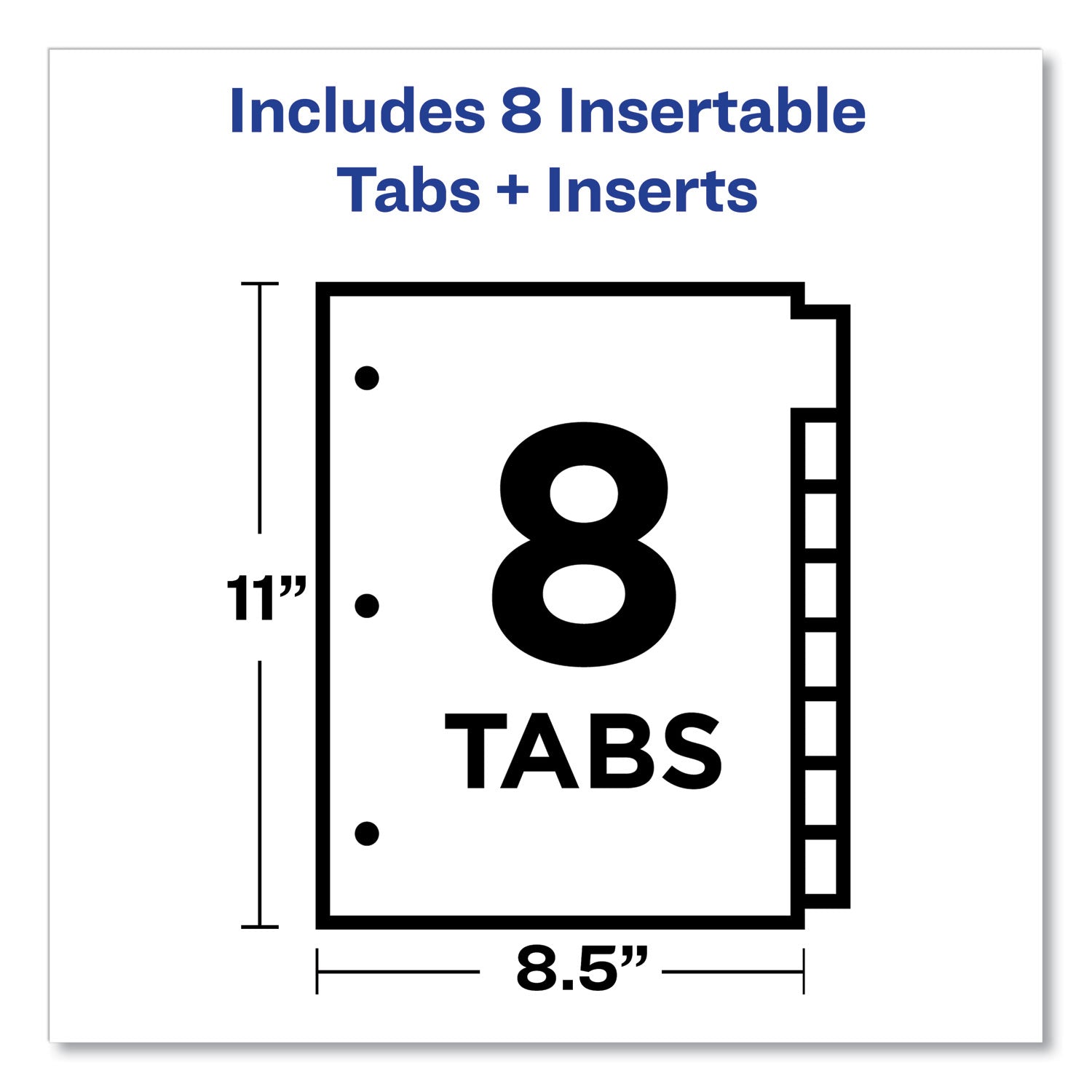 Avery Insertable Big Tab Plastic 2-Pocket Dividers, 8-Tab, 11.13 x 9.25, Assorted, 1 Set