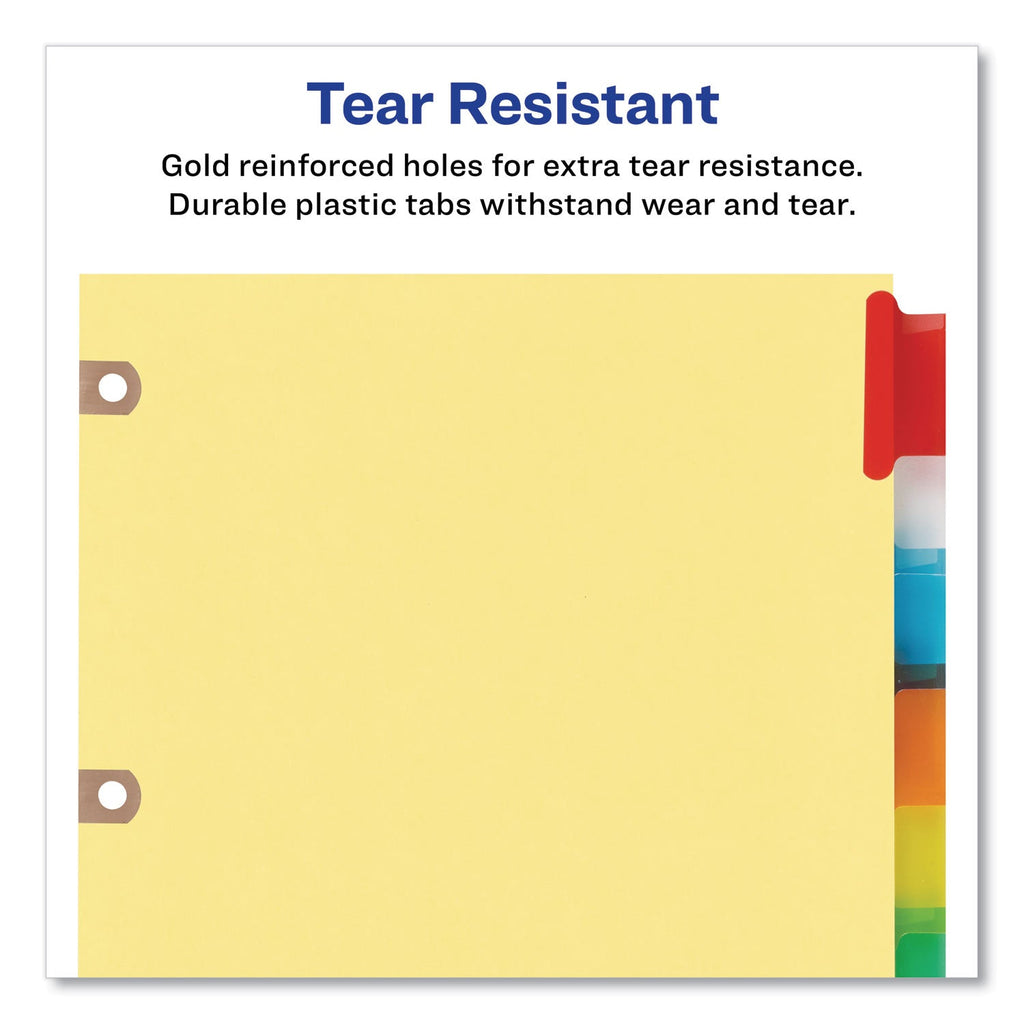 Avery Insertable Big Tab Dividers, 5-Tab, Single-Sided Copper Edge Reinforcing, 11 x 8.5, Buff, Assorted Tabs, 1 Set
