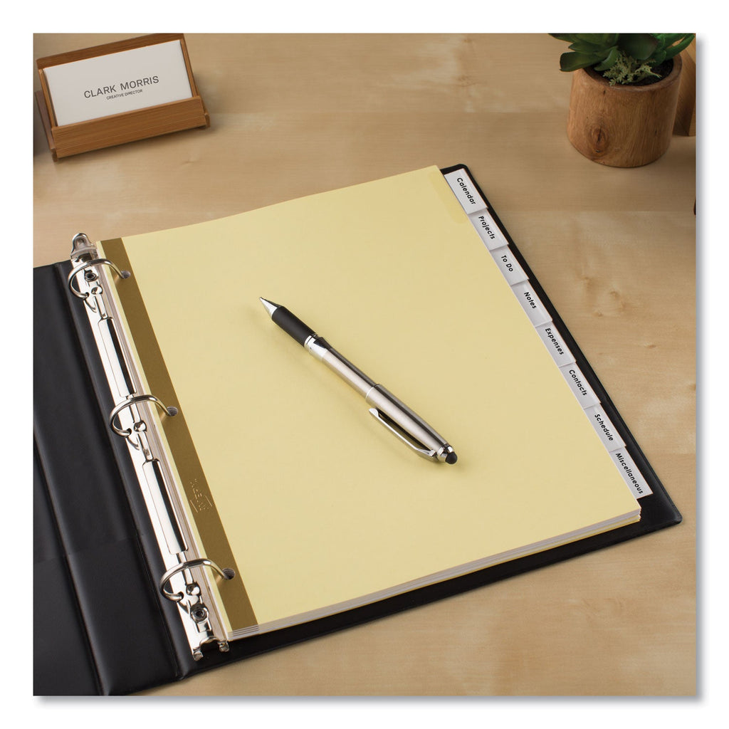Avery Insertable Big Tab Dividers, 8-Tab, Double-Sided Gold Edge Reinforcing, 11 x 8.5, Buff, Clear Tabs, 1 Set