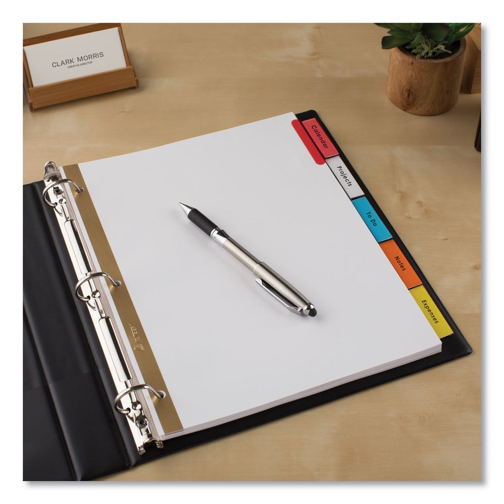 Avery Insertable Big Tab Dividers, 5-Tab, Double-Sided Gold Edge Reinforcing, 11 x 8.5, White, Assorted Tabs, 1 Set
