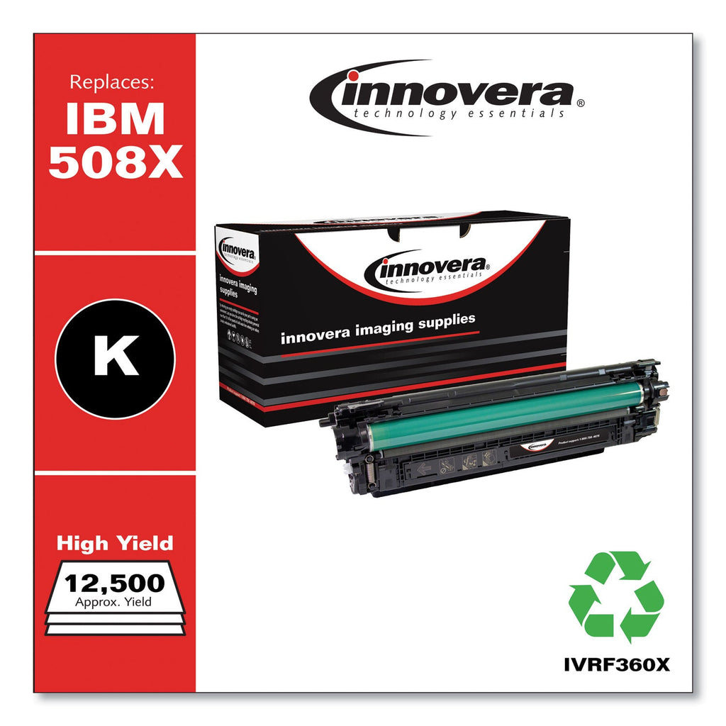 Innovera Remanufactured Black High-Yield Toner, Replacement for 508X (CF360X), 12,500 Page-Yield