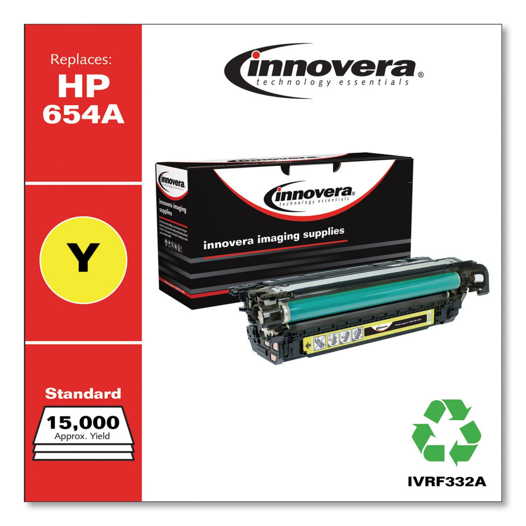 Innovera Remanufactured Yellow Toner, Replacement for 654A (CF332A), 15,000 Page-Yield