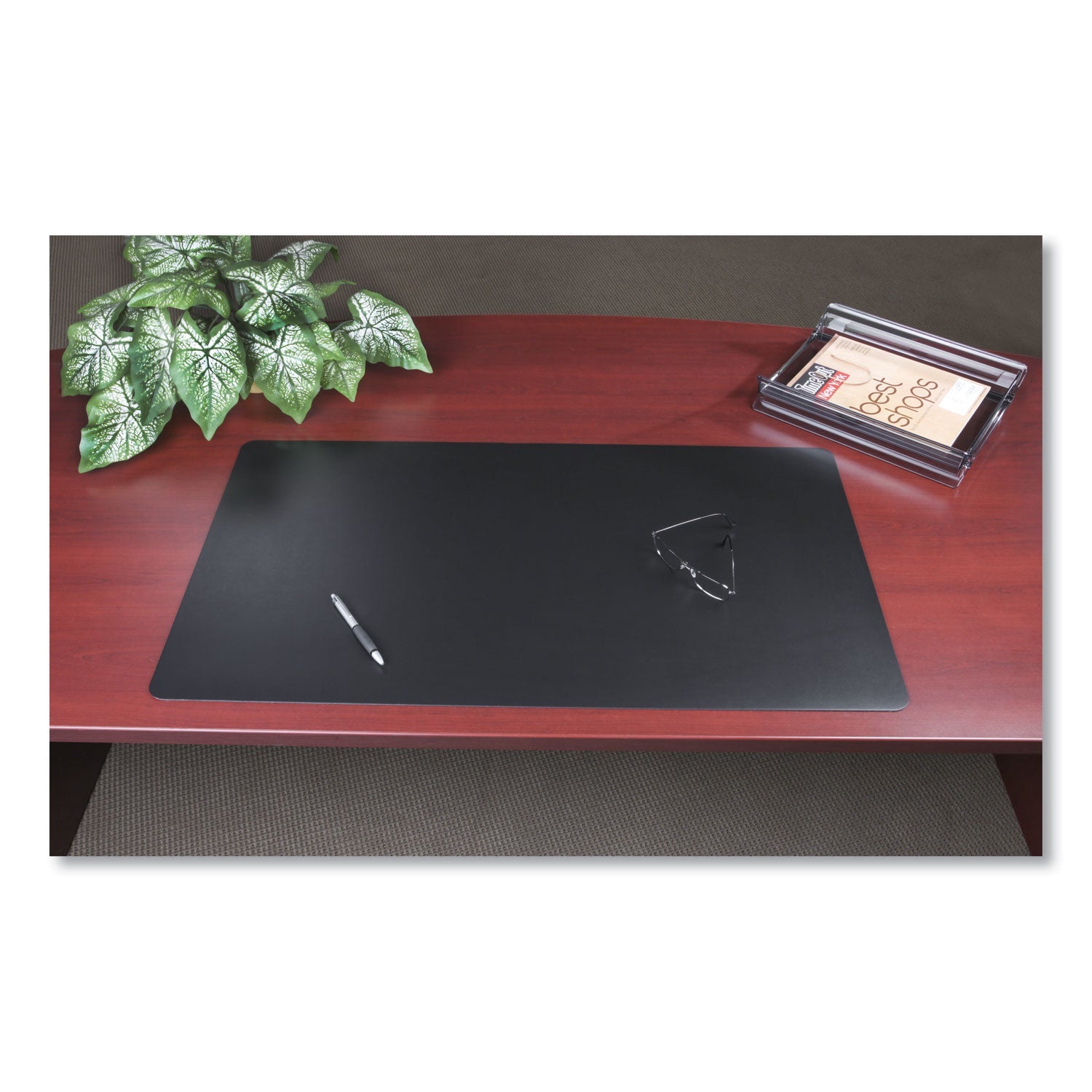 Artistic Rhinolin II Desk Pad with Antimicrobial Protection, 36 x 20, Black