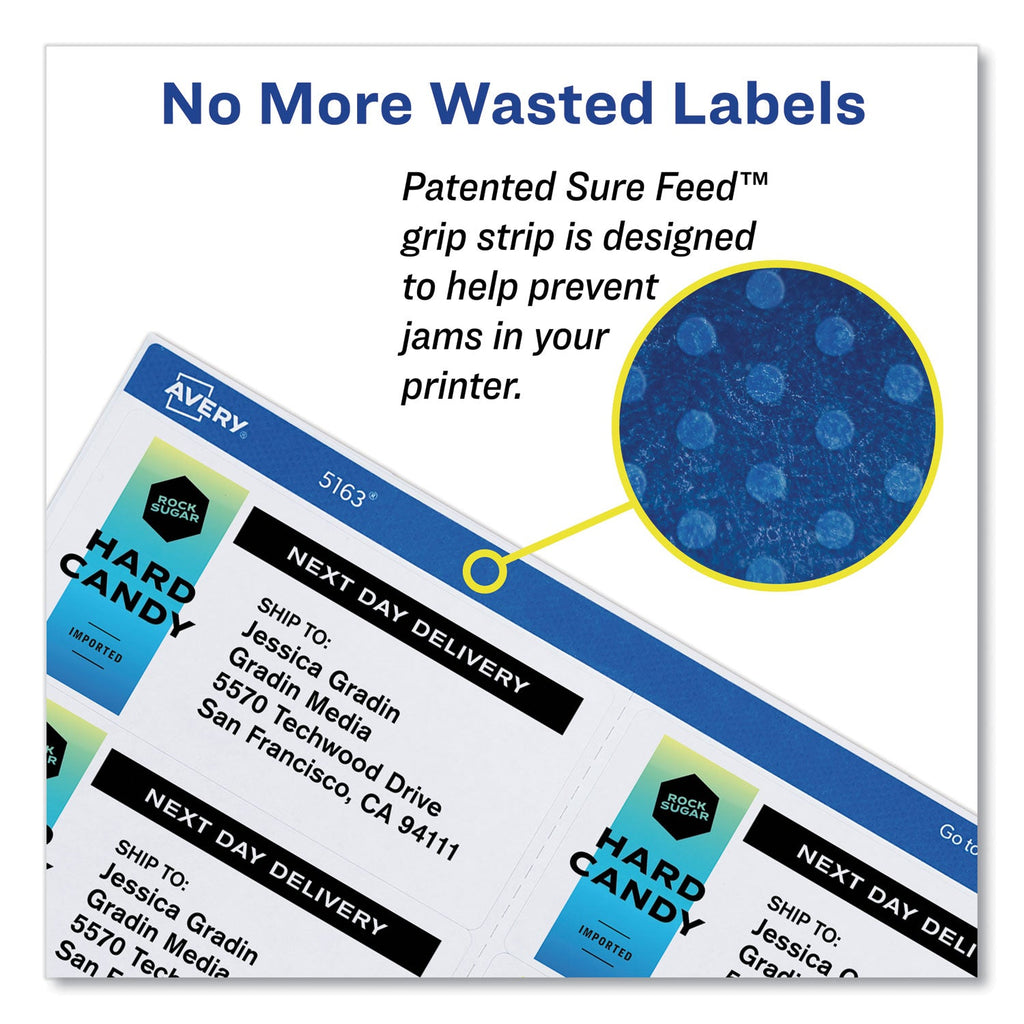 Avery Shipping Labels w/ TrueBlock Technology, Laser Printers, 2 x 4, White, 10/Sheet, 250 Sheets/Box
