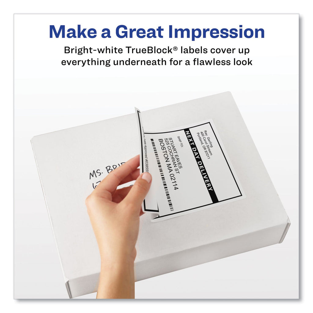 Avery Shipping Labels w/ TrueBlock Technology, Laser Printers, 2 x 4, White, 10/Sheet, 250 Sheets/Box