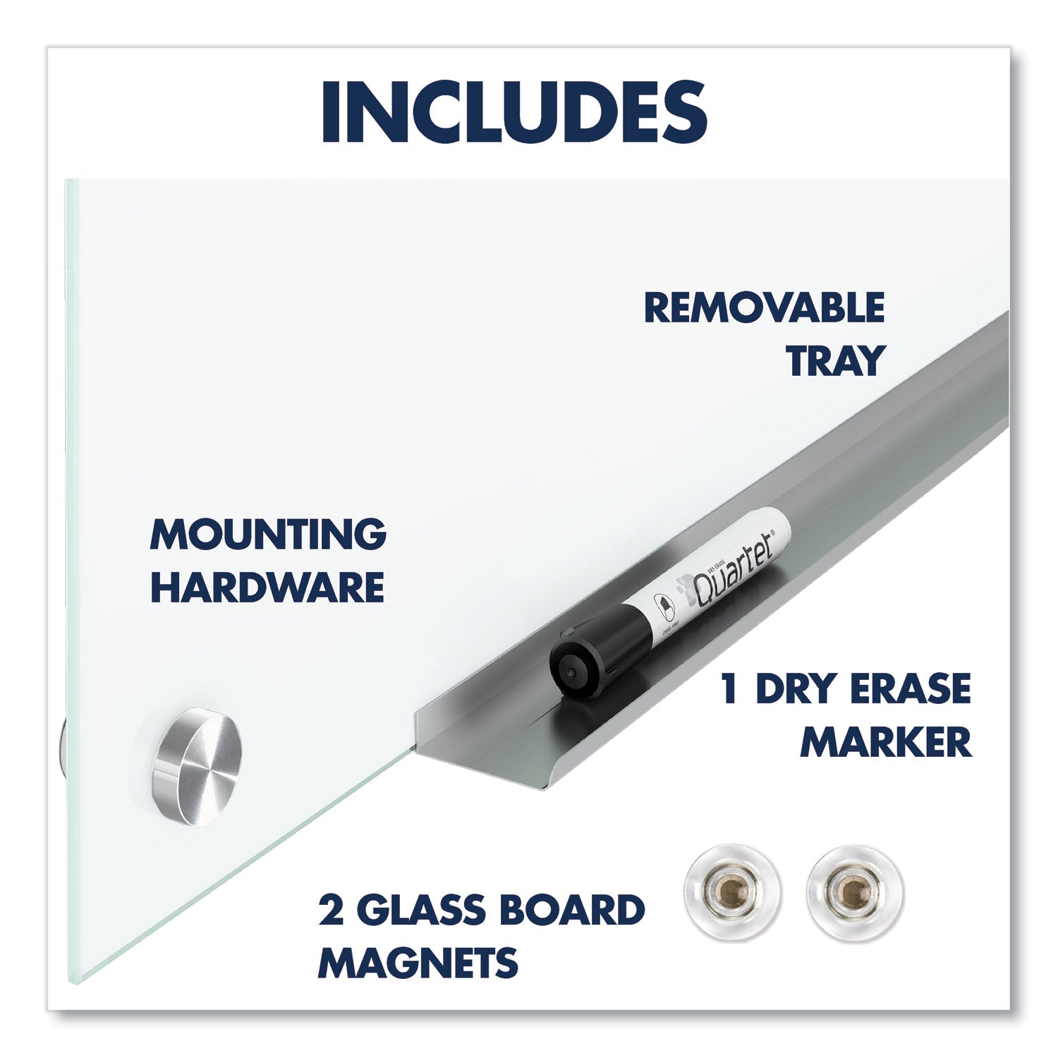 Quartet Brilliance Glass Dry-Erase Boards, 48 x 48, White Surface