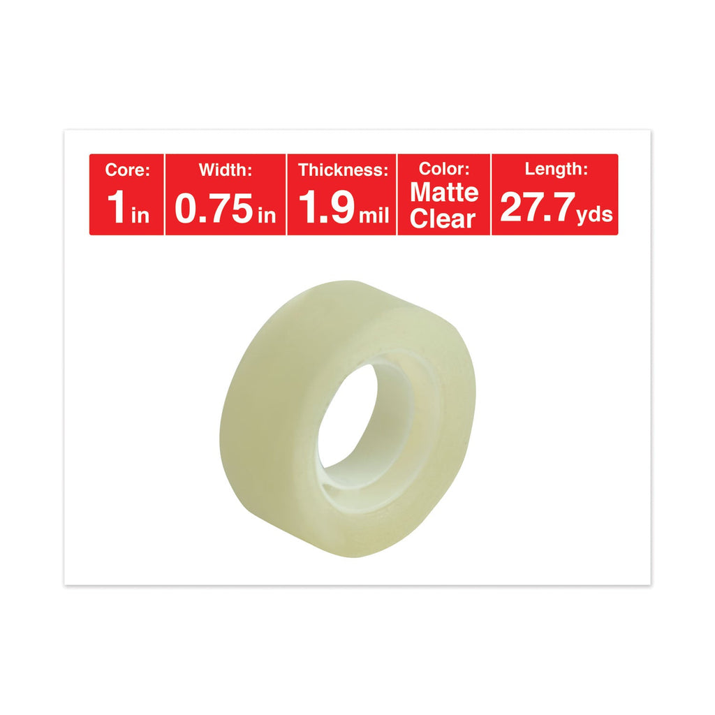 Universal Invisible Tape, 1" Core, 0.75" x 83.33 ft, Clear, 12/Pack