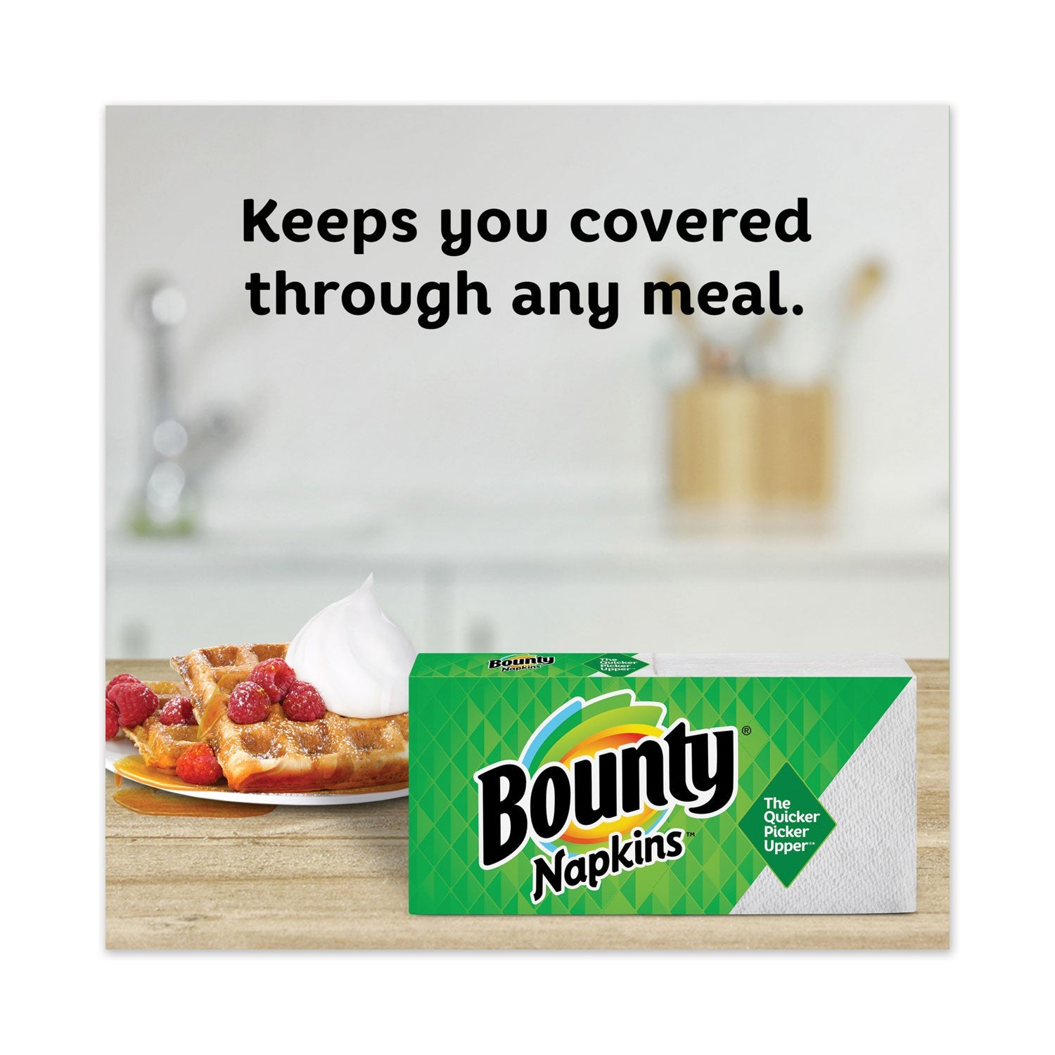 Bounty Quilted Napkins, 1-Ply, 12.1 x 12, White, 100/Pack