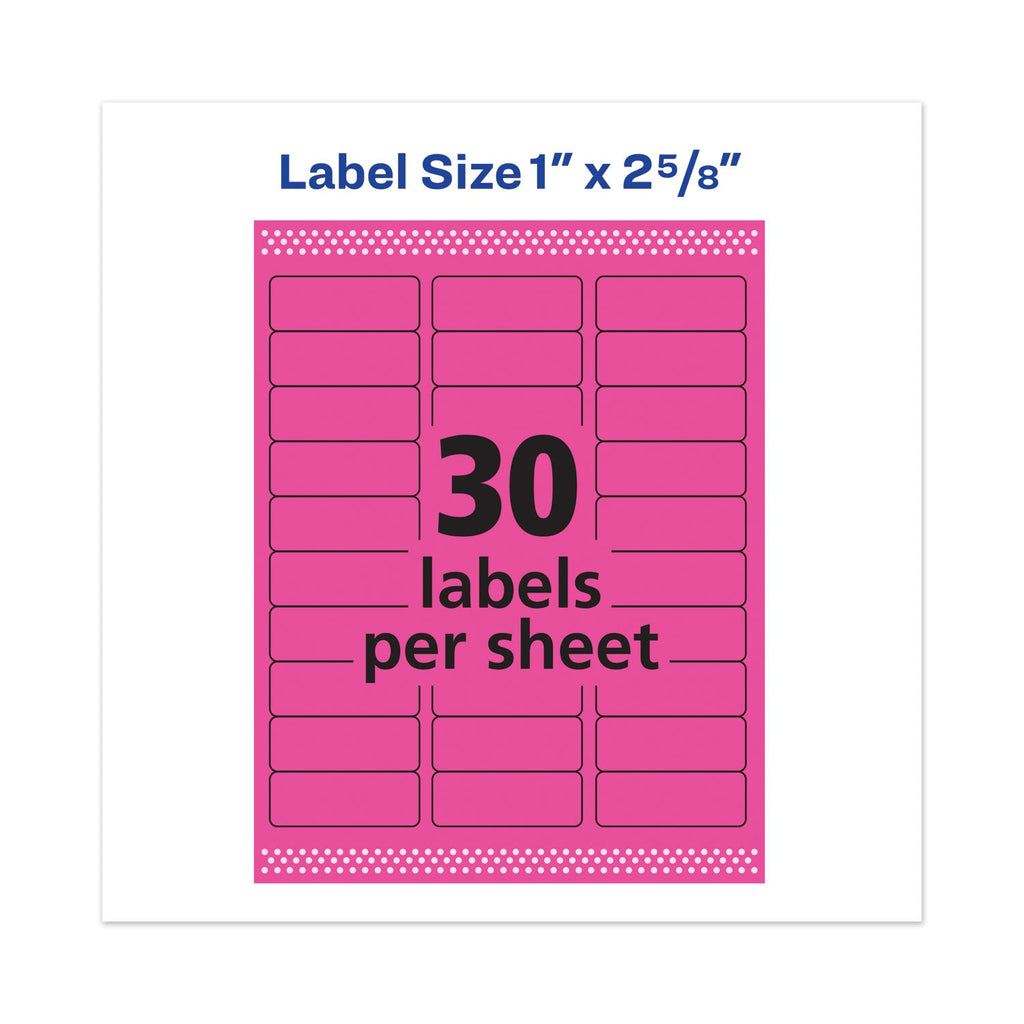 Avery High-Visibility Permanent Laser ID Labels, 1 x 2.63, Neon Magenta, 750/Pack