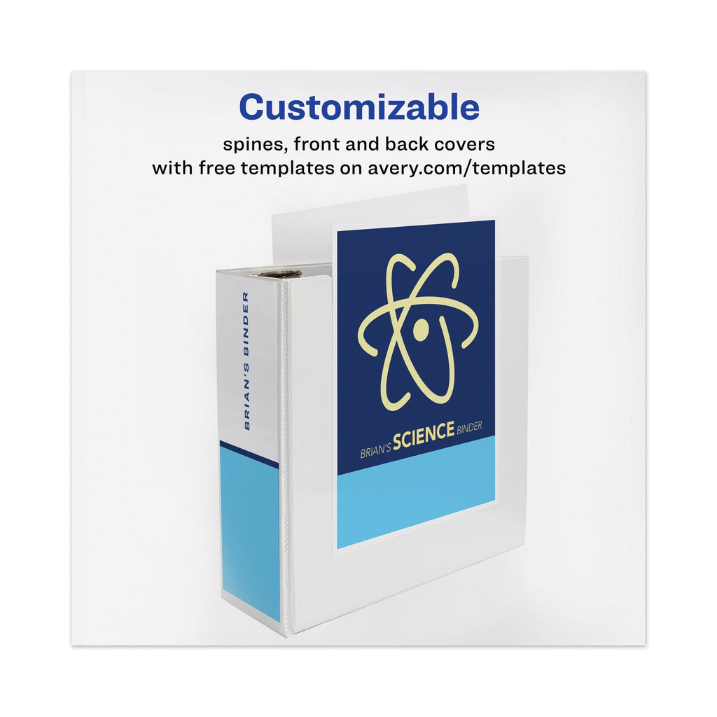 Avery Heavy-Duty View Binder with DuraHinge and Locking One Touch EZD Rings, 3 Rings, 4" Capacity, 11 x 8.5, White