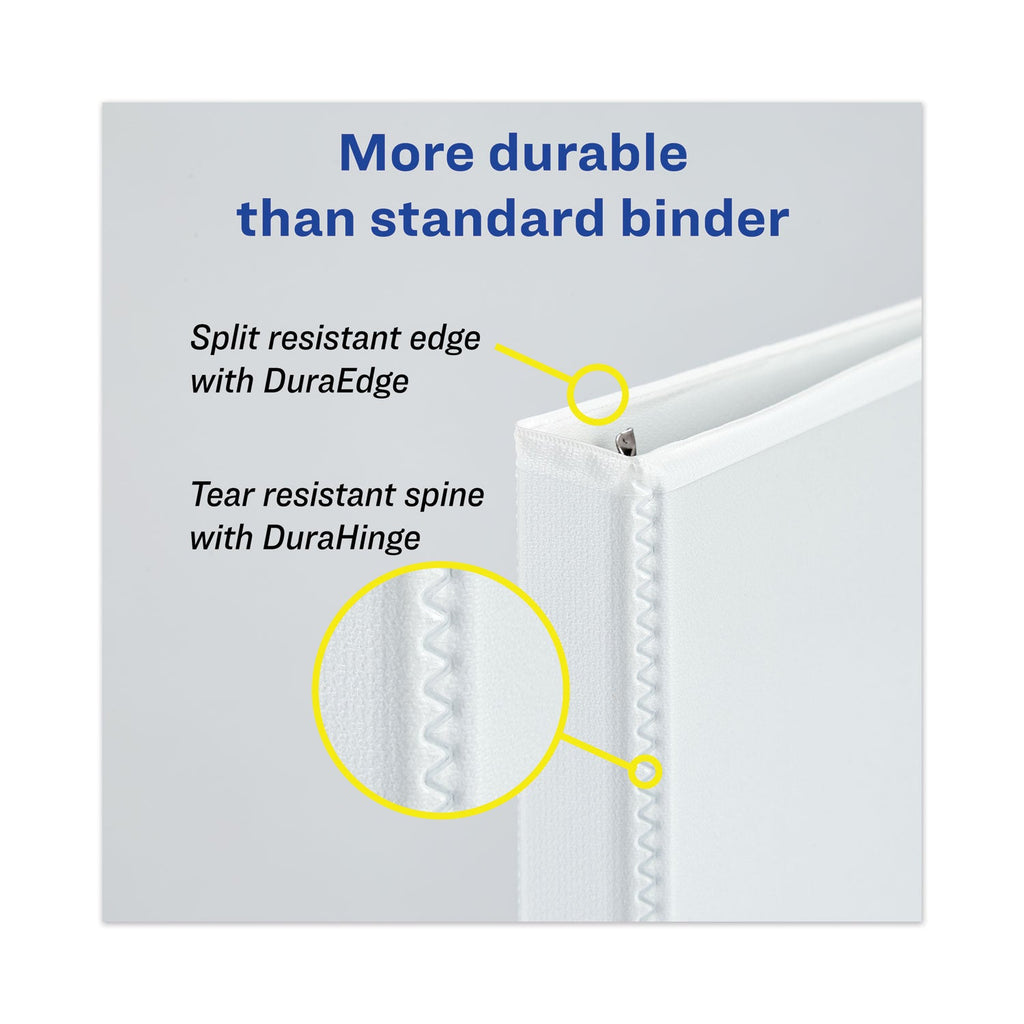 Avery Heavy-Duty View Binder with DuraHinge and Locking One Touch EZD Rings, 3 Rings, 4" Capacity, 11 x 8.5, White