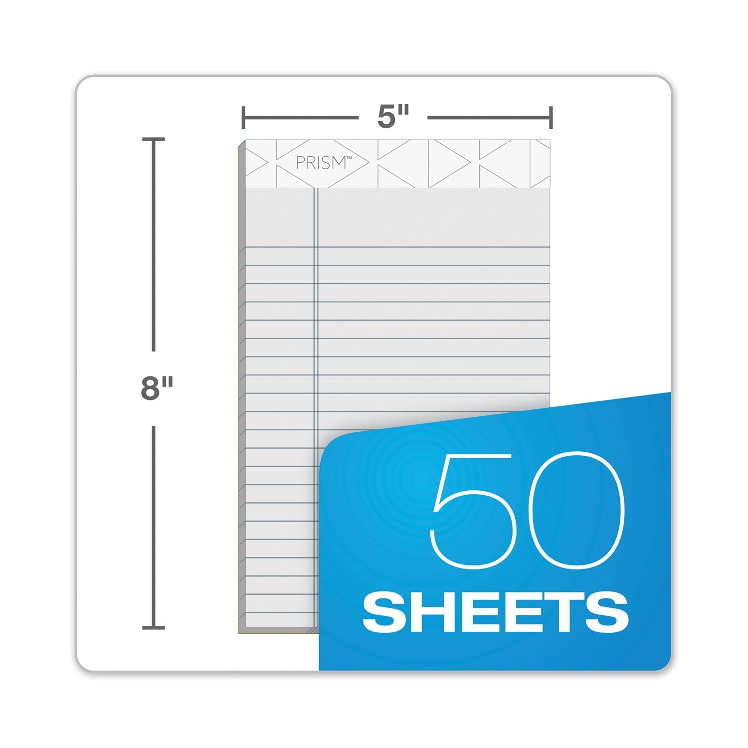 TOPS Prism + Colored Writing Pads, Narrow Rule, 50 Pastel Gray 5 x 8 Sheets, 12/Pack