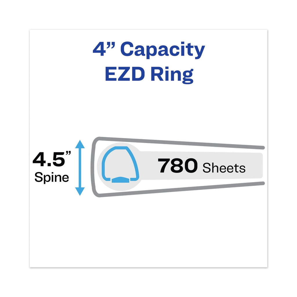 Avery Heavy-Duty View Binder with DuraHinge and Locking One Touch EZD Rings, 3 Rings, 4" Capacity, 11 x 8.5, White