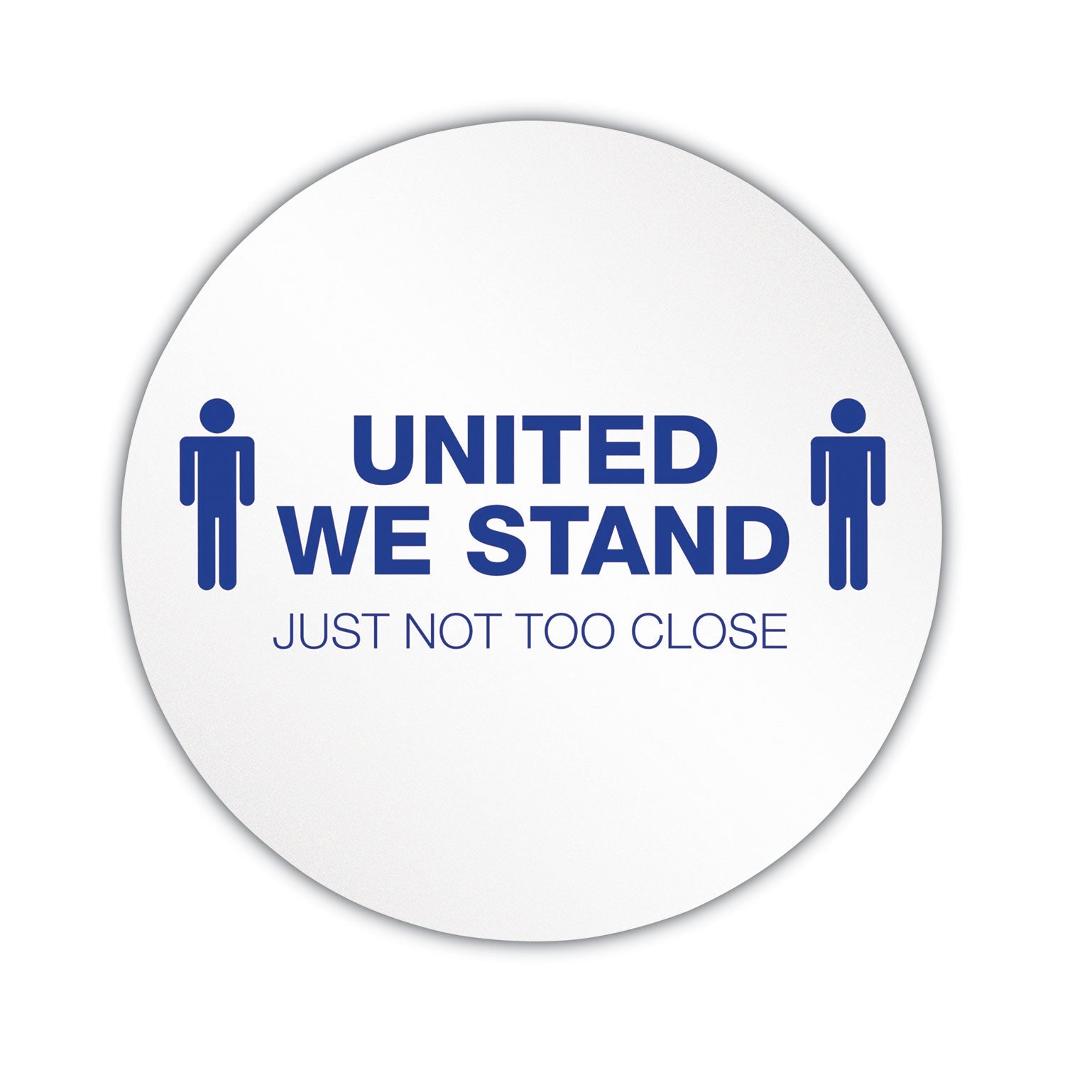 deflecto Personal Spacing Discs, United We Stand, 20" dia, White/Blue, 50/Carton