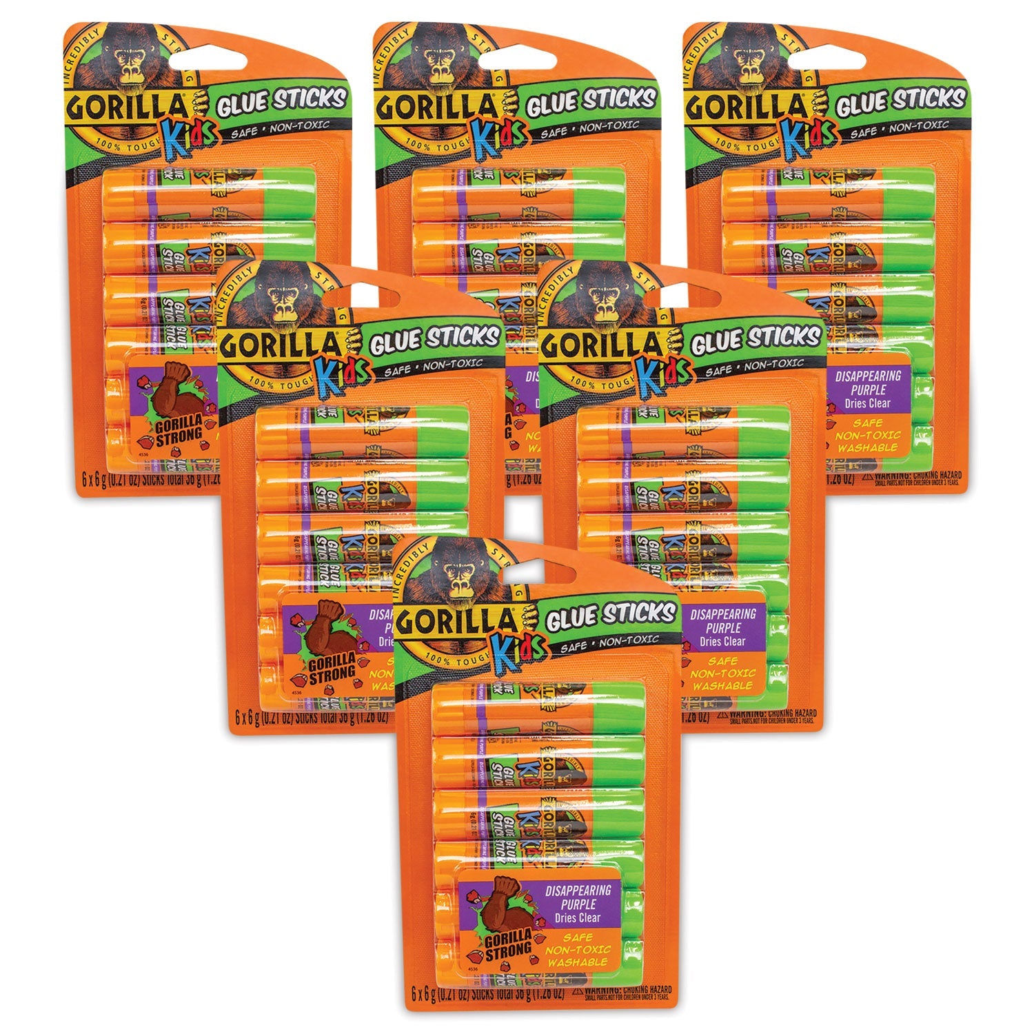 Gorilla School Glue Sticks, 0.21 oz/Stick, Dries Clear, 36 Sticks/Box