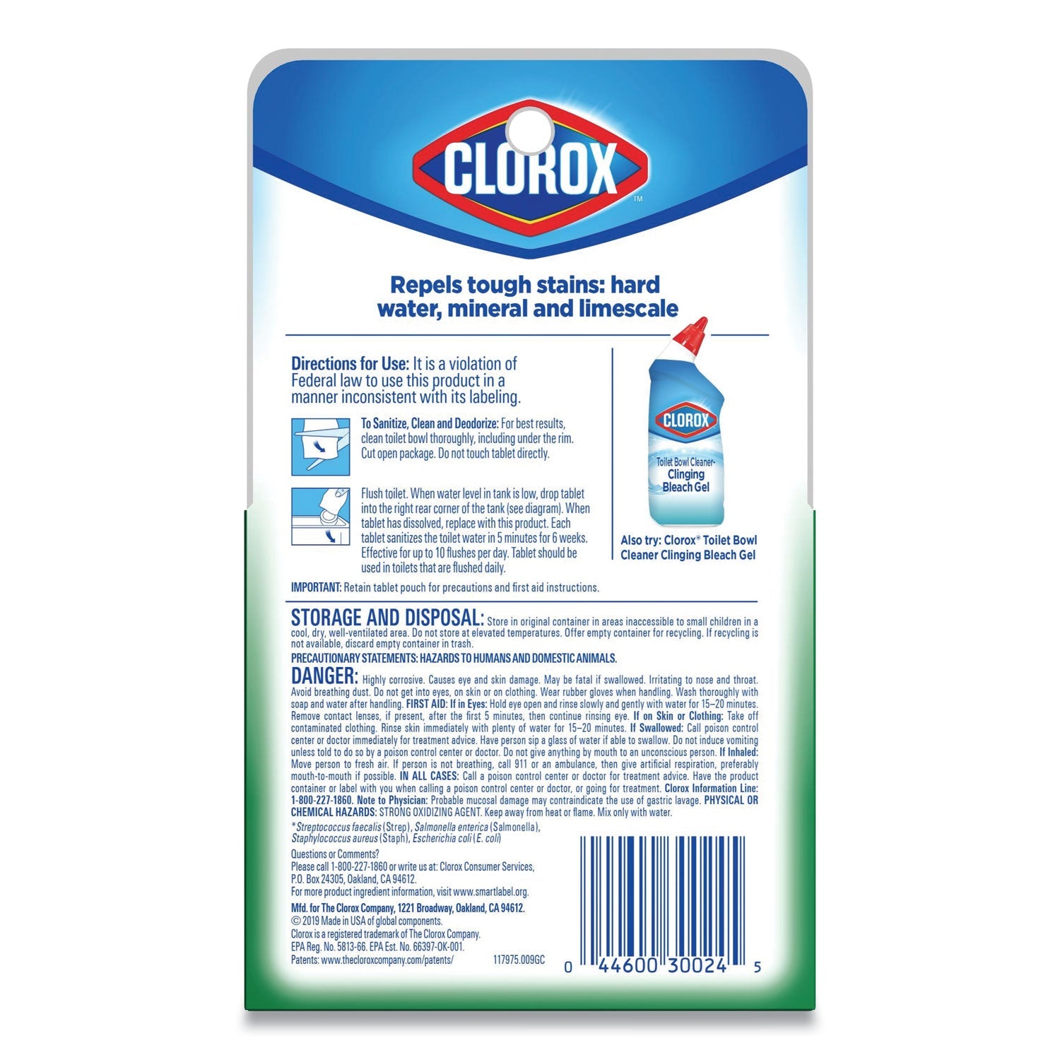 Clorox Automatic Toilet Bowl Cleaner, 3.5 oz Tablet, 2/Pack, 6 Packs/Carton