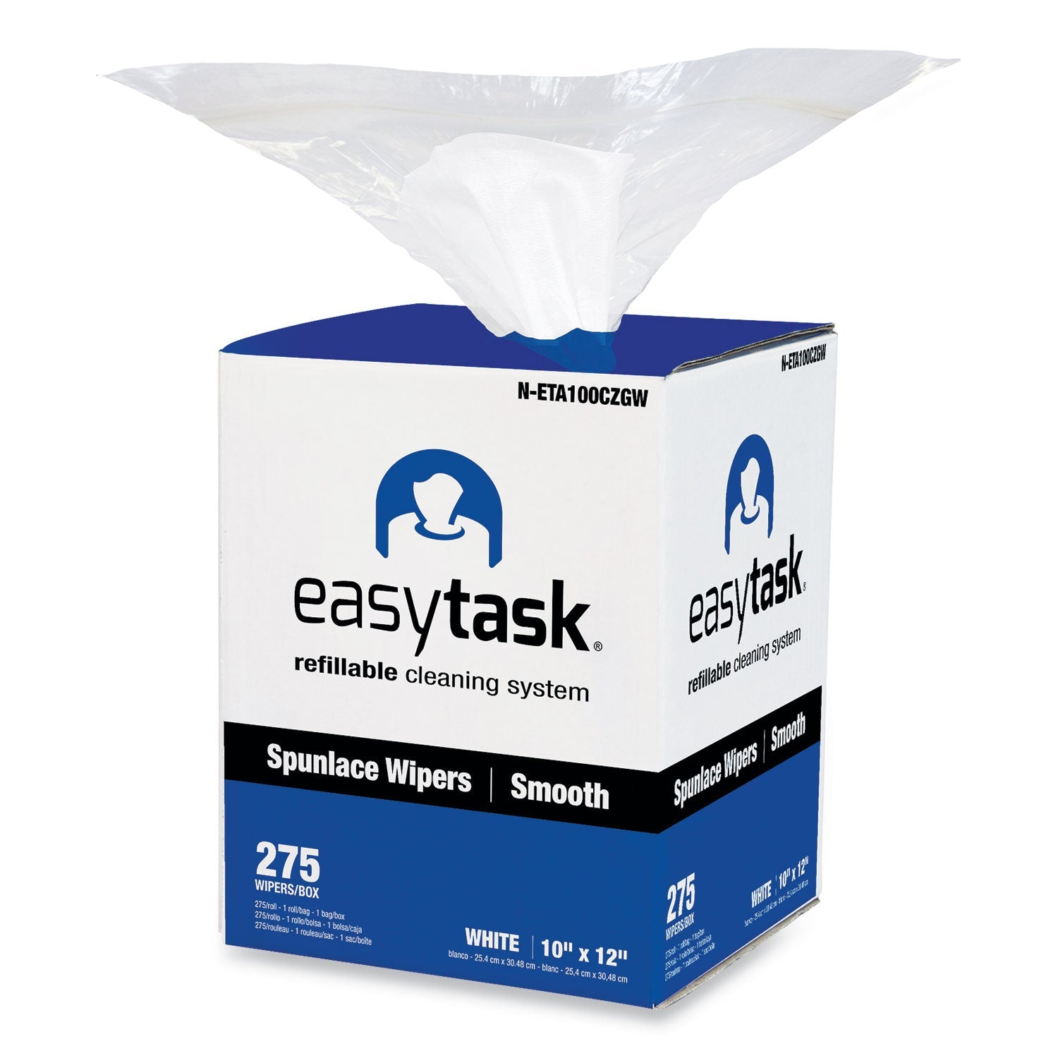 HOSPECO Easy Task A100 Wiper, Center-Pull, 10 x 12, 275 Sheets/Roll with Zipper Bag